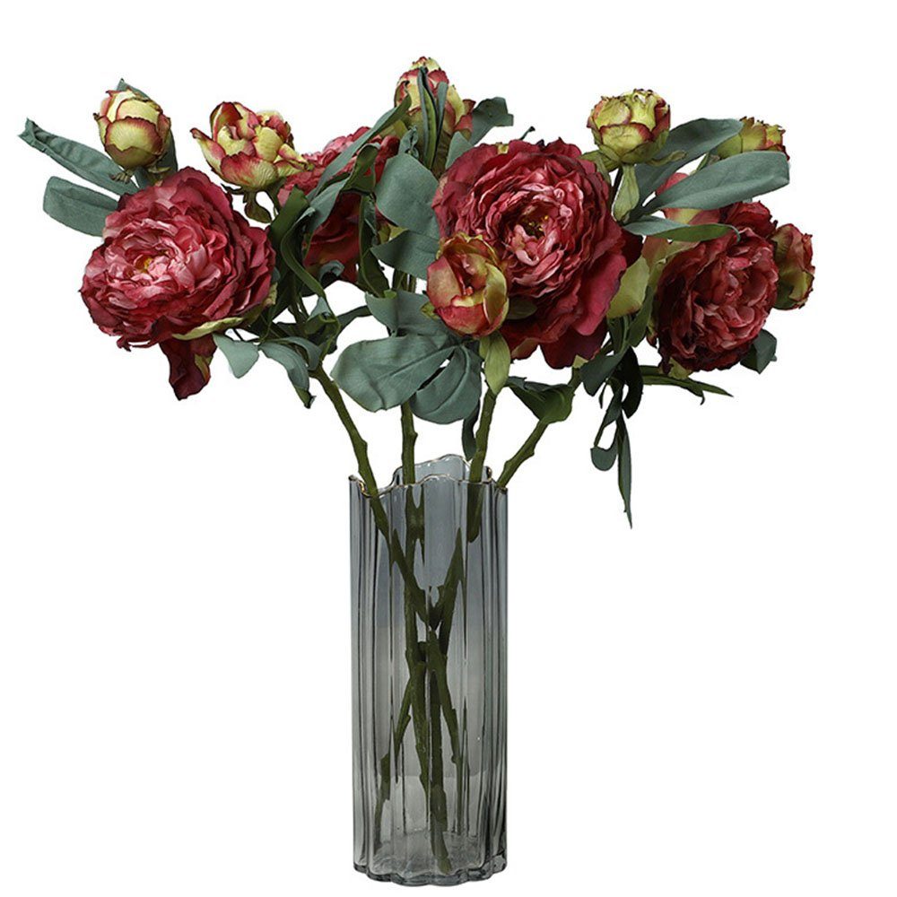 Künstliche Zimmerpflanze Simulierte Pfingstrosen-Blumendekoration (lila rot), COUNJOYING