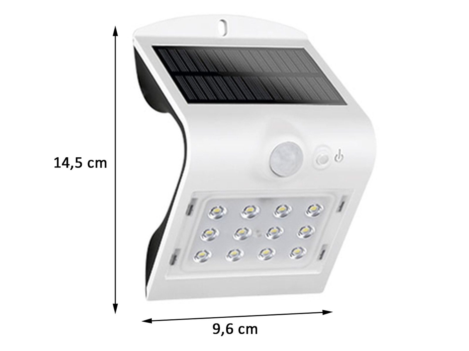 REV Außen-Wandleuchte, Bewegungsmelder, LED fest integriert, Neutralweiß, Solarleuchte mit Bewegungsmelder, Solarlicht Hauswand IP65, H: 14,5cm