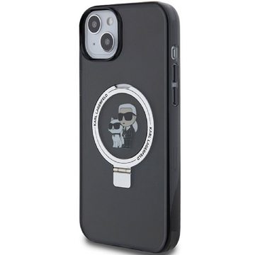 KARL LAGERFELD Handyhülle iPhone 15 aufstellbar Magsafe kompatibel schwarz 6,1 Zoll, Kantenschutz