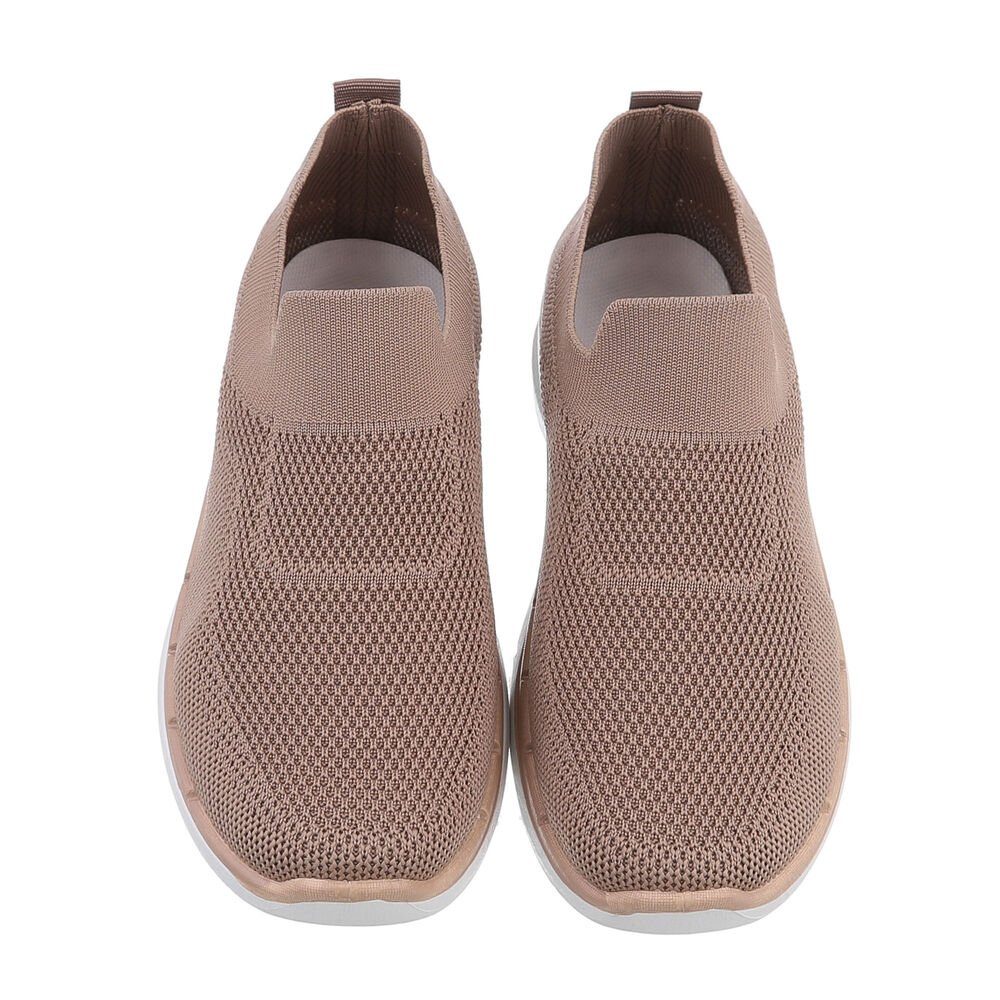 Ital-Design Damen Low-Top Freizeit Sneaker (85379418) Flach Sneakers Low in Hellbraun