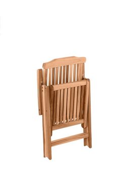 TPFGarden Gartenstuhl TEAKA - Gartenlounge-Stuhl aus unbehandeltem Teakholz (Klappbarer Holzstuhl - Belastbarkeit 125 kg - Farbe natur, 1 St), Maße (BxHxT): 57x104x73 cm - Sitzfläche (BxHxT): 48,5x45x45 cm
