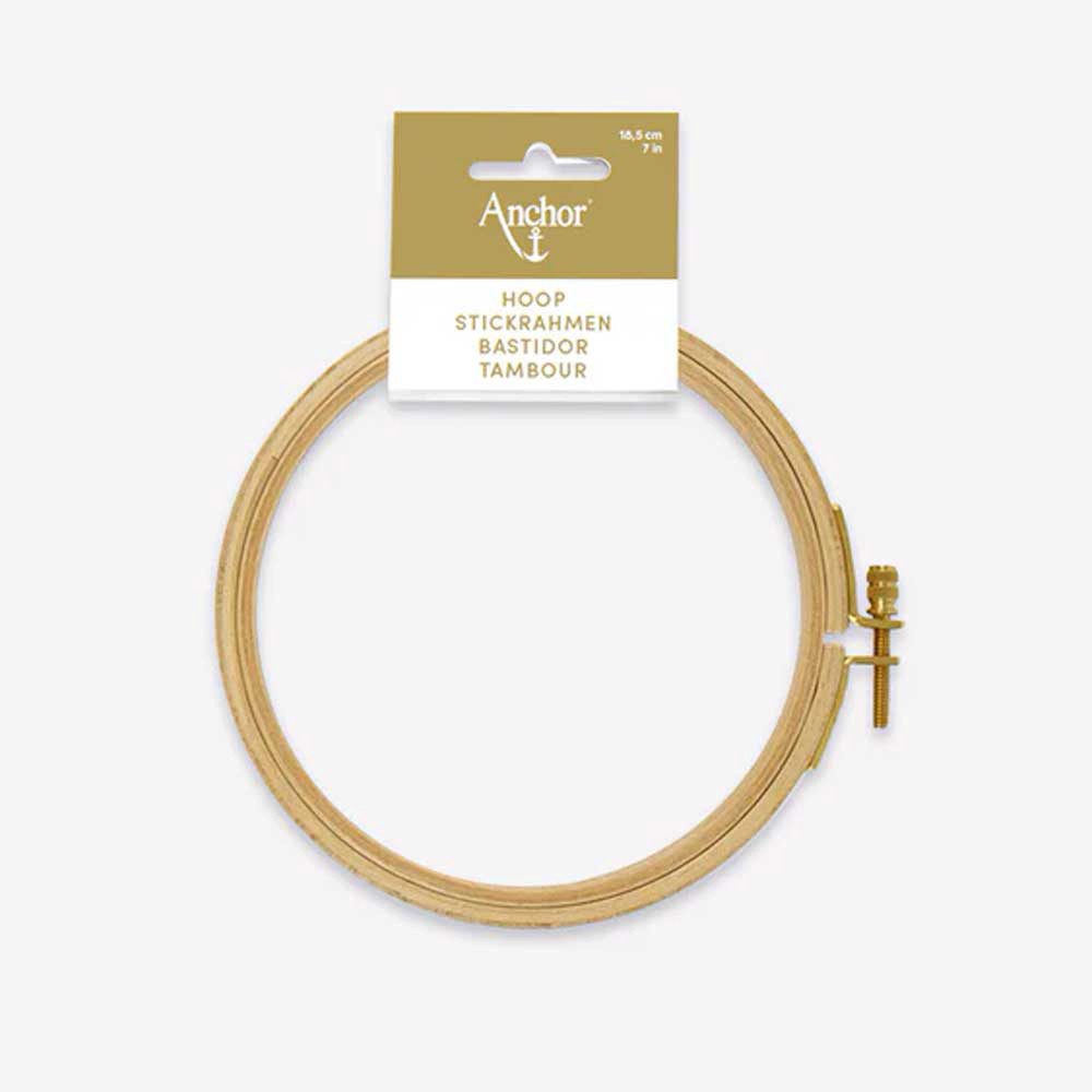 Anchor Kreativset Anchor Holz-Stickrahmen, 12,5 cm rund, (embroidery kit by Marussia)
