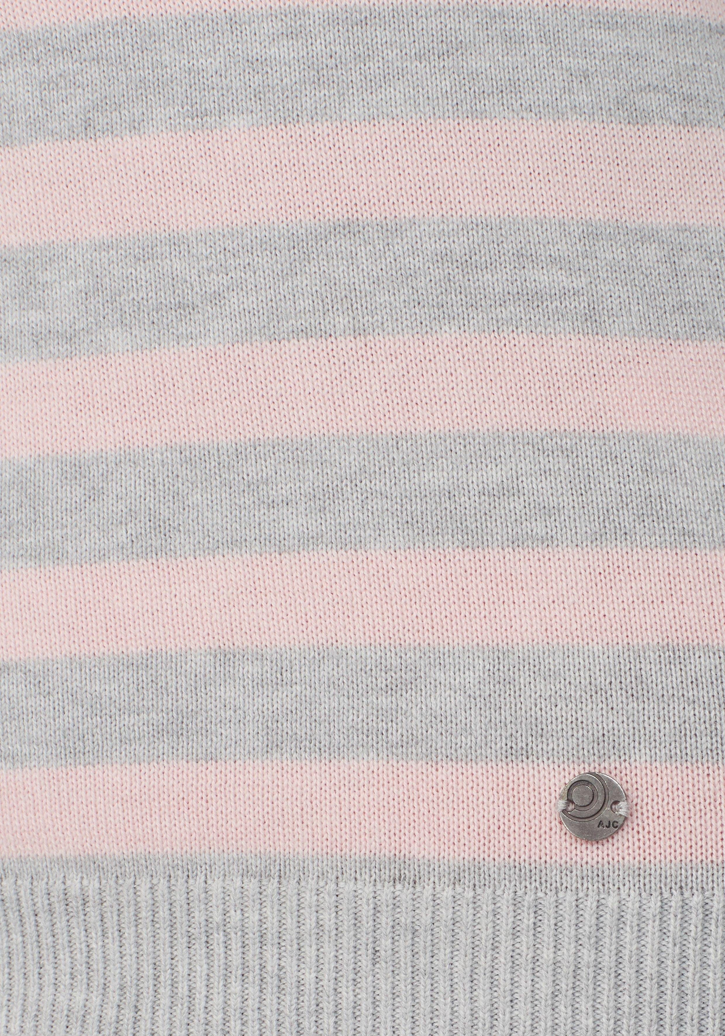AJC Streifenpullover mit grau-rosa-himbeere modischen Kontraststreifen