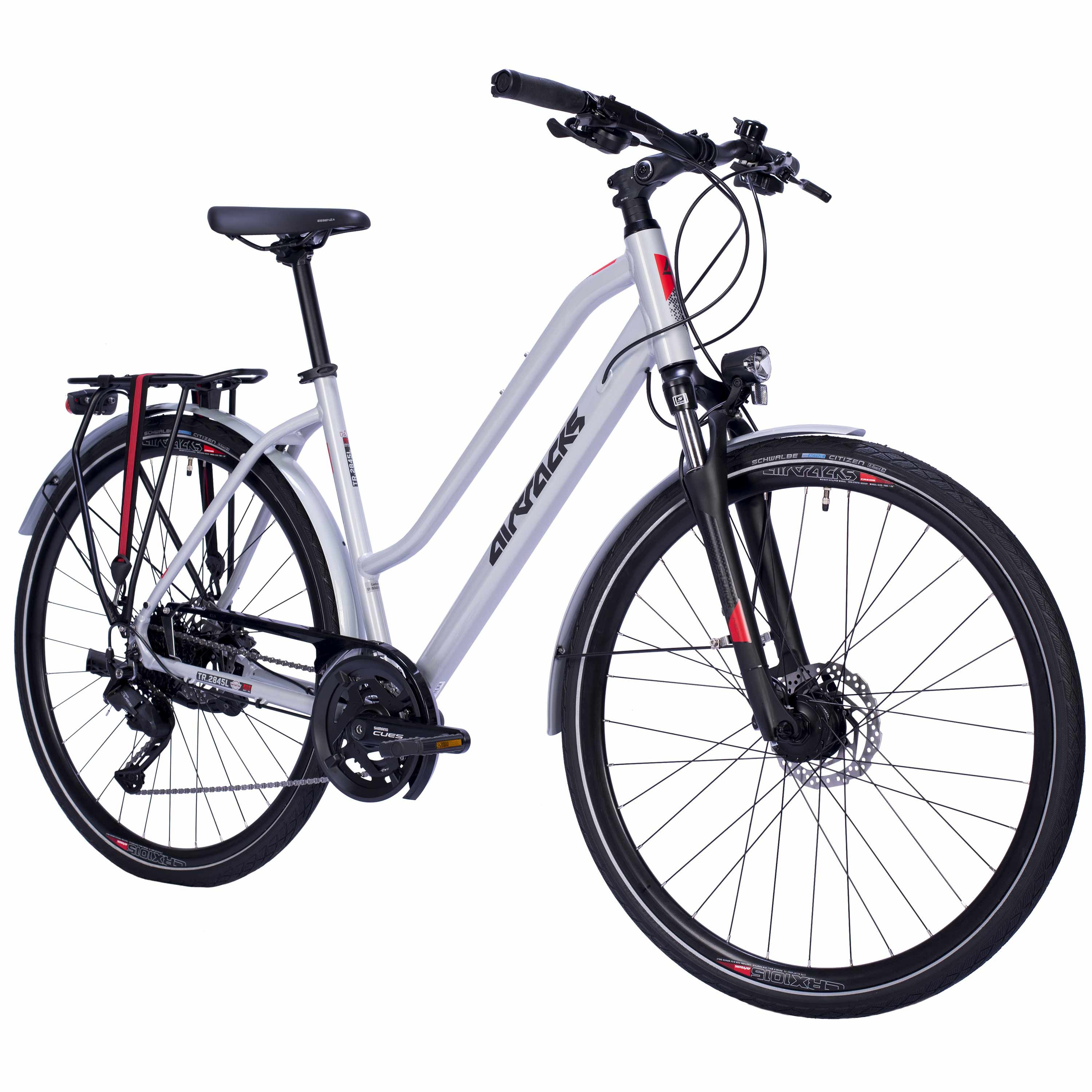 Airtracks Trekkingrad Damen Trekking Fahrrad 28 Zoll TR.2845L-C Trekkingrad, 18 Gang Shimano, Kettenschaltung, (NEW 2x9 Gang SHIMANO CUES RD-U3020 SHADOW), Silber - Rahmenhöhen 48 cm & 52 cm » Modeljahr 2026