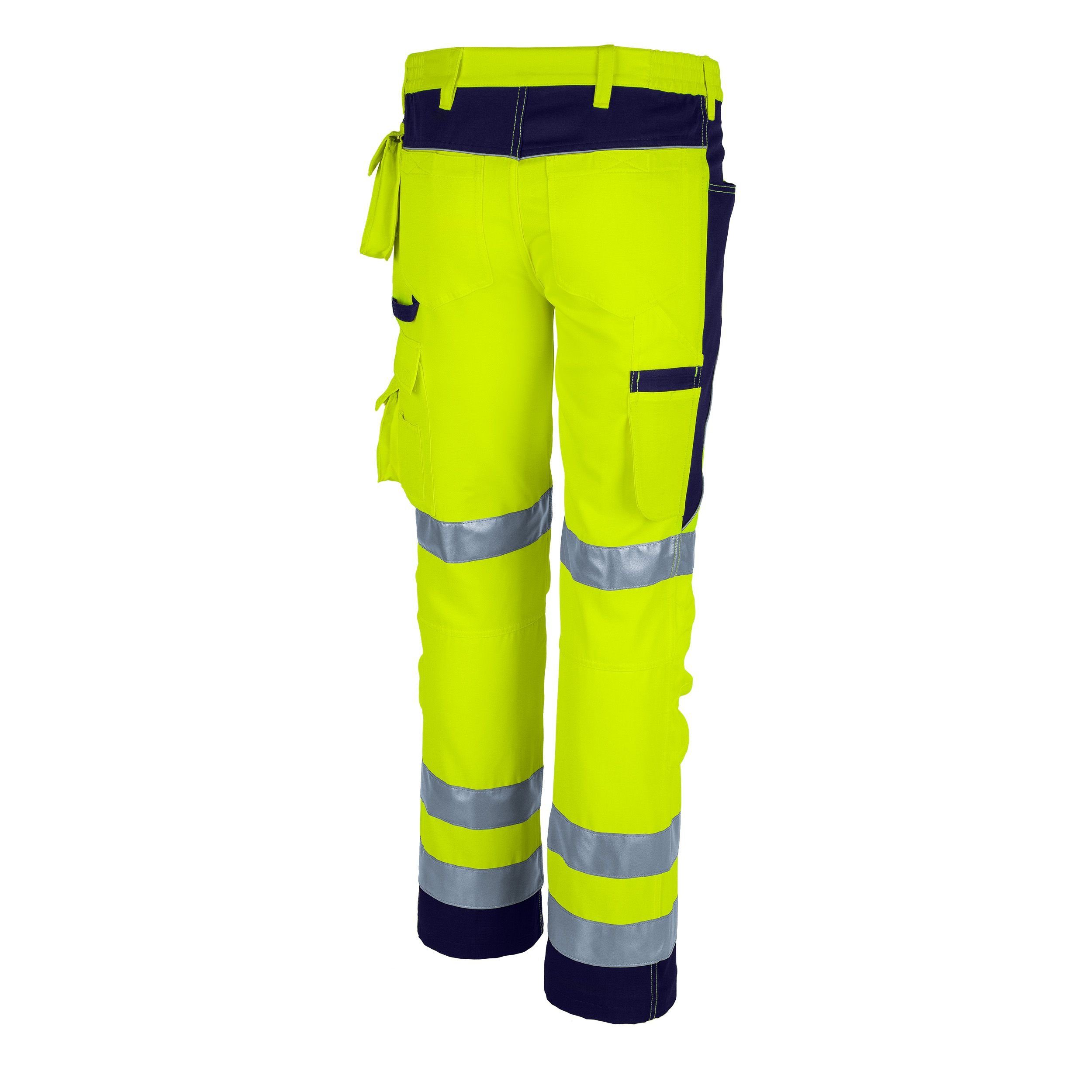 Warnschutz HIGH Arbeitsbundhose WS PROfessionals - für WORKWEAR warngelb/marine Bundhose QUALITEX QUALITY PRO