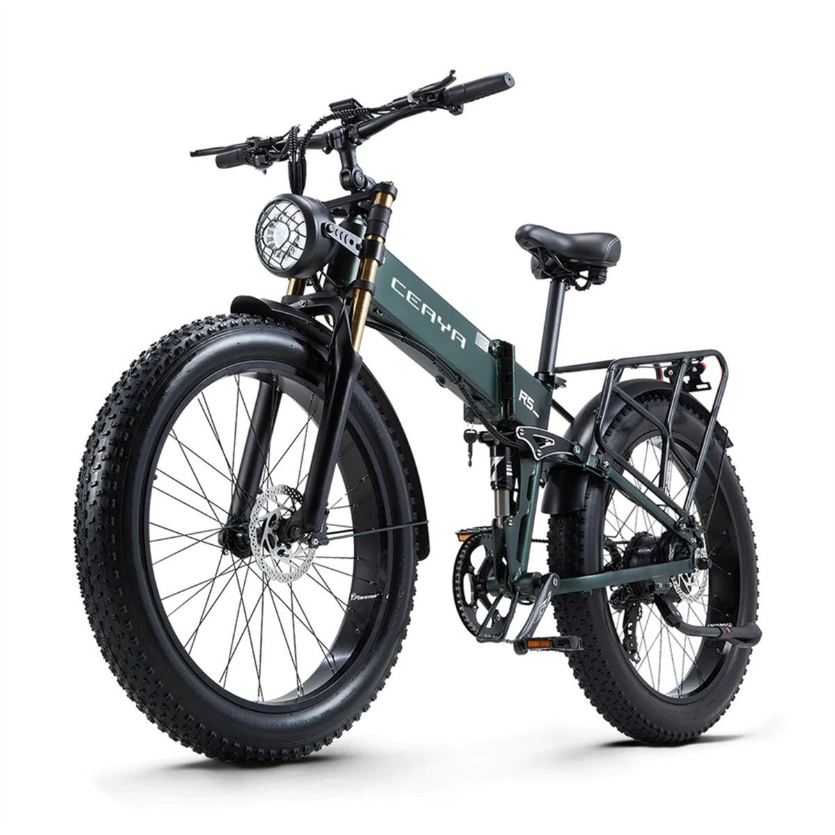 Fangqi E-Bike 26zoll (Faltbares E-Mountainbike,SHIMANO Grün Heckmotor, Wh Farbinstrument, Bluetooth, Ladeloch 960 8 All-Terrain-Mountain-E-Bike), Gang,48V/20AH,Bluetooth, Nabendynamo