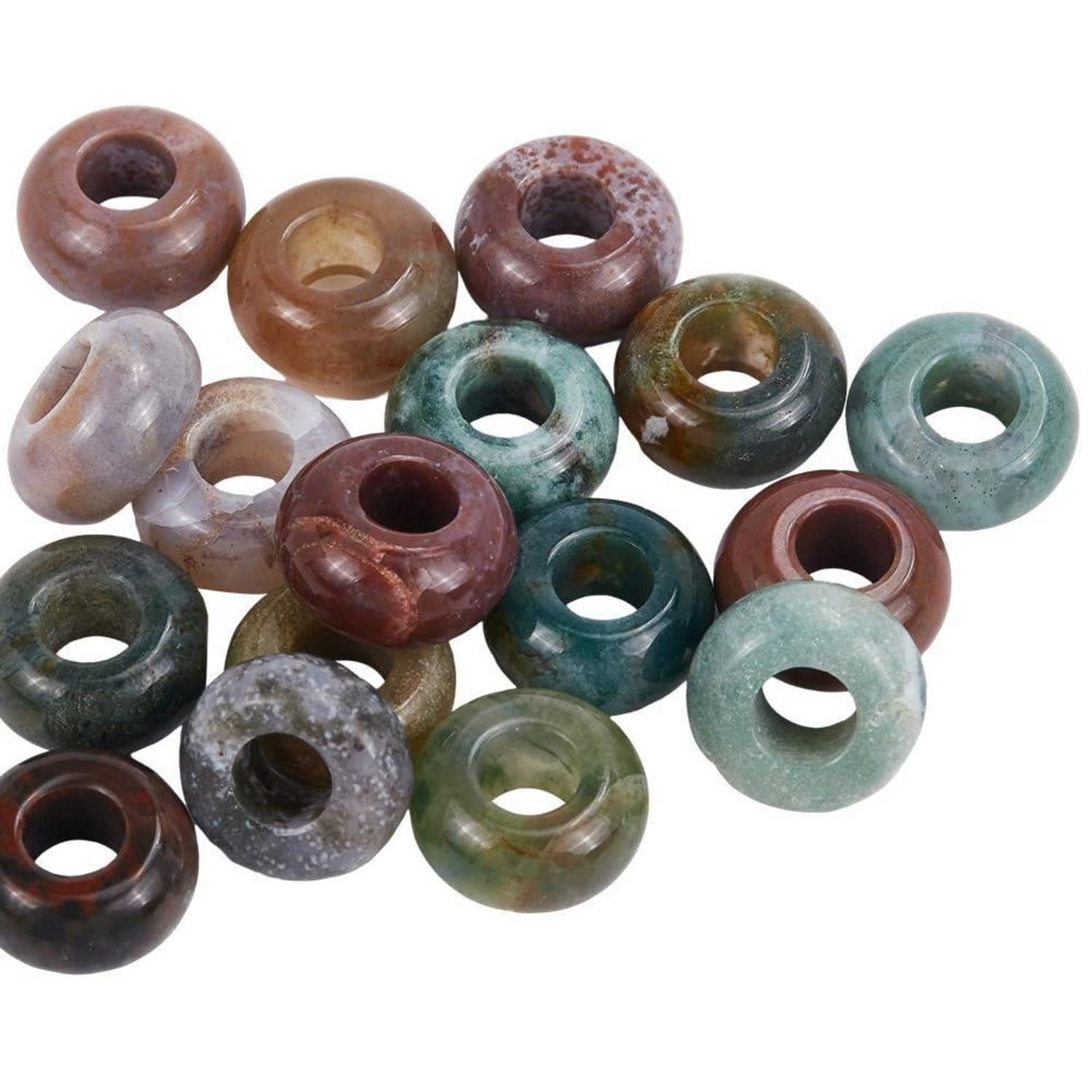 LuxusKollektion Bastelperlen Steinperlen 12mm Achat Rondelle 20 St. multicolor, (20-tlg)