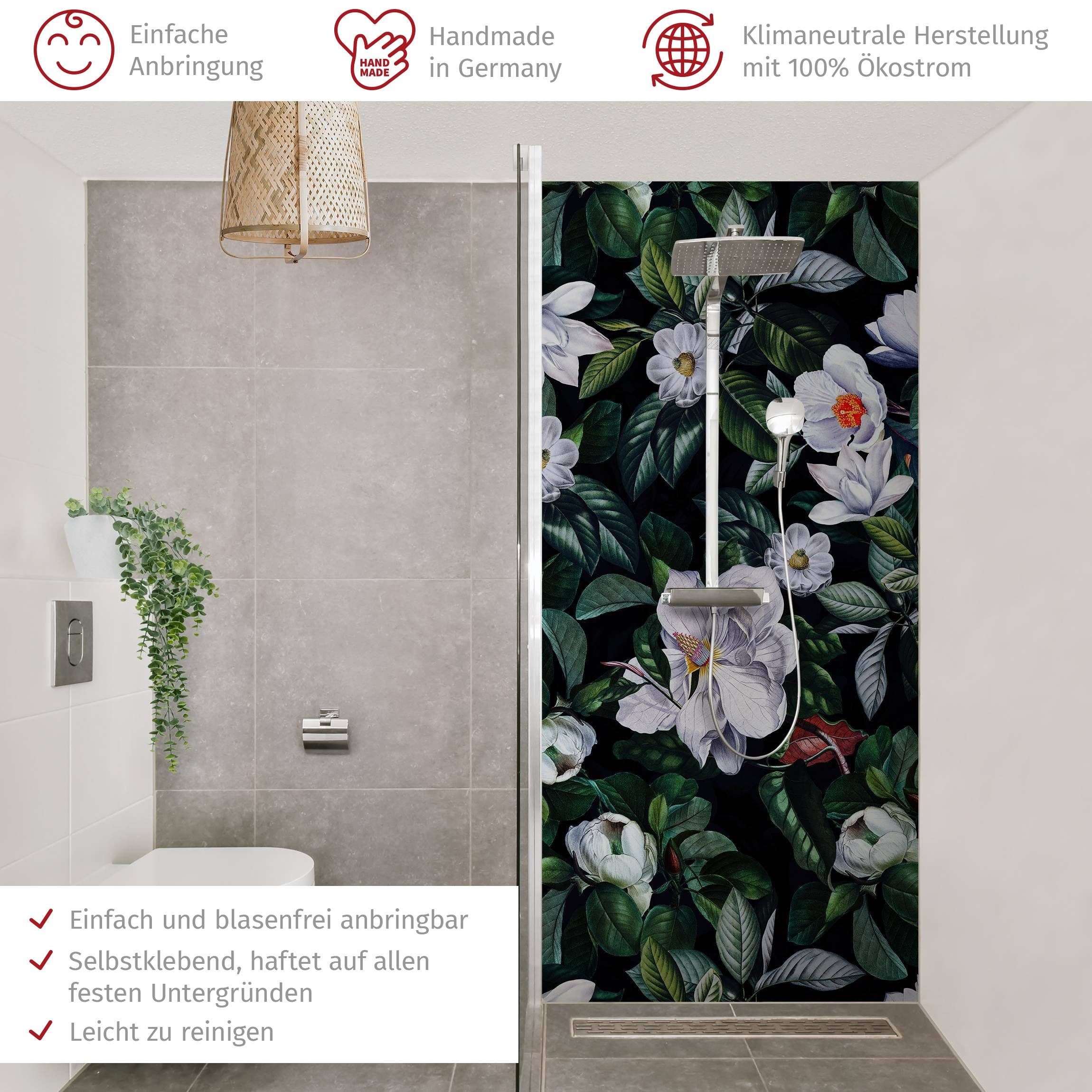 Thumbnail - Bilderdepot24 Badrückwand Muster grün Duschrückwand ohne Bohren Dusche, (1-tlg., Hart-Folie Premium matt 0,61 mm), fugen...