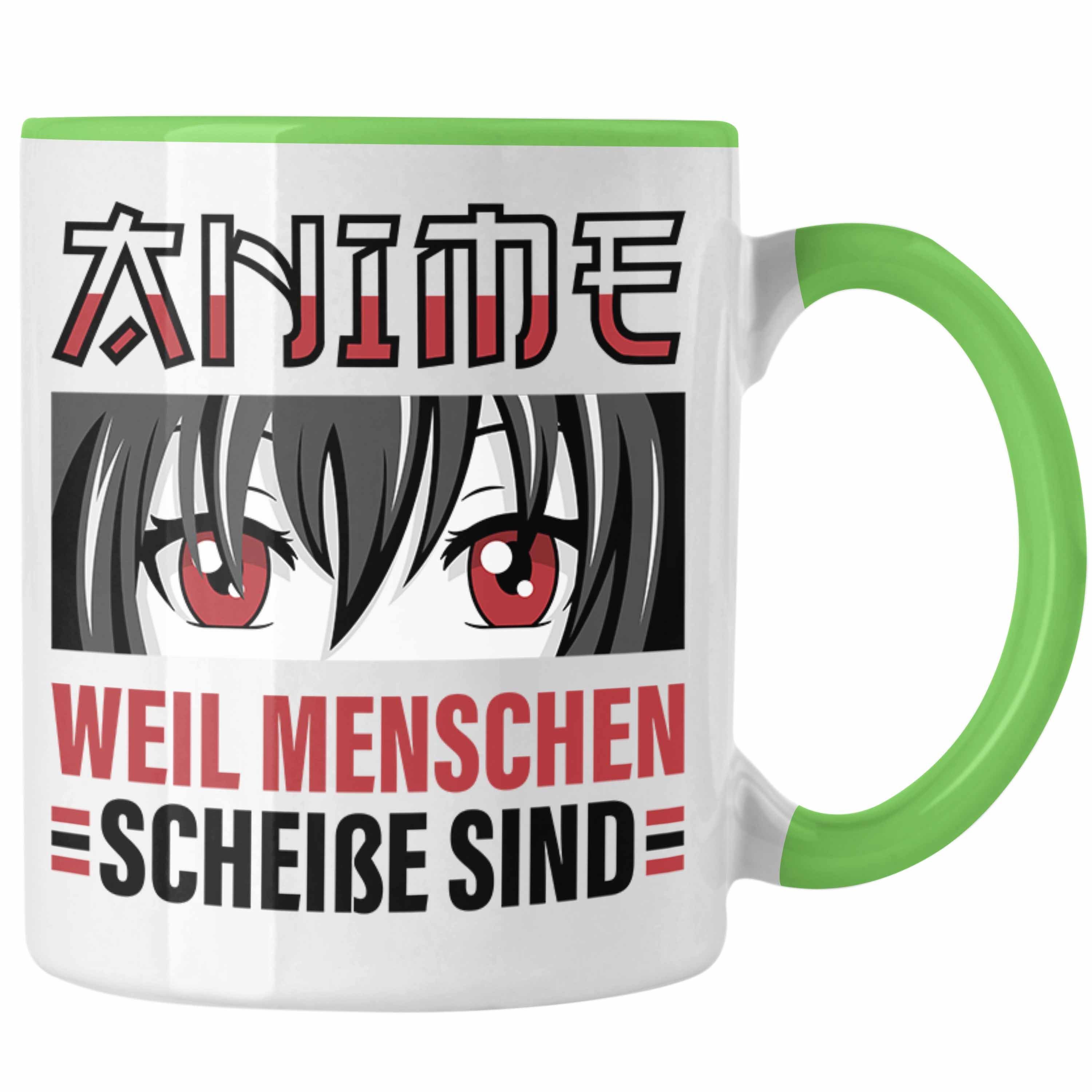 Trendation Tasse TRENDATION Anime Kaffeetasse Spruch Geschenk Grün Tasse