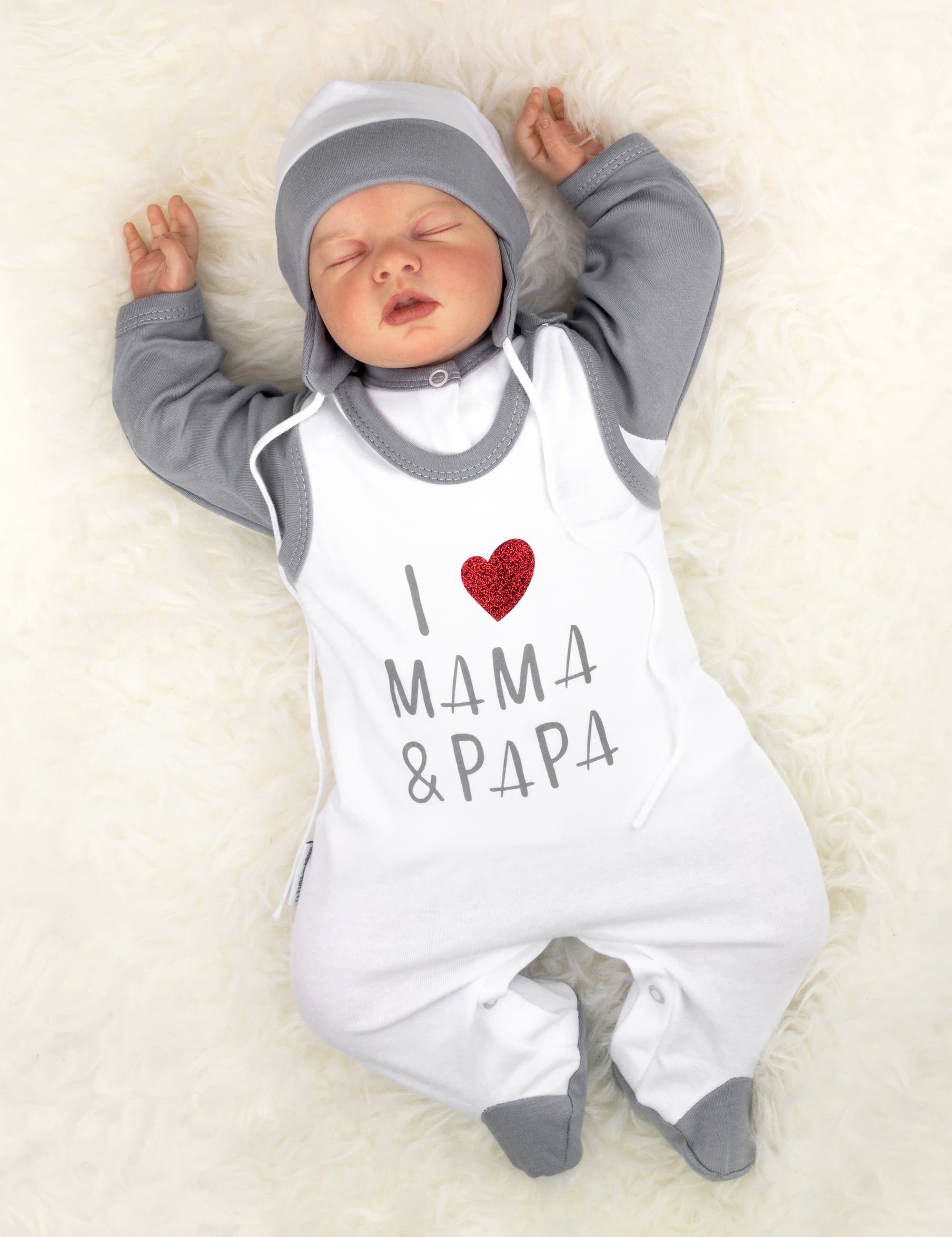 I love Strampler) Papa 1-tlg., Strampler (Set, Mütze, Set Mama Shirt, & Baby Sweets
