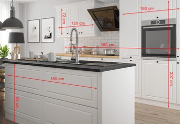 Feldmann-Wohnen Kücheninsel Pescara, 360x59x207cm und 160x50x82cm weiß / RAL 9003 signalweiß matt (K5)