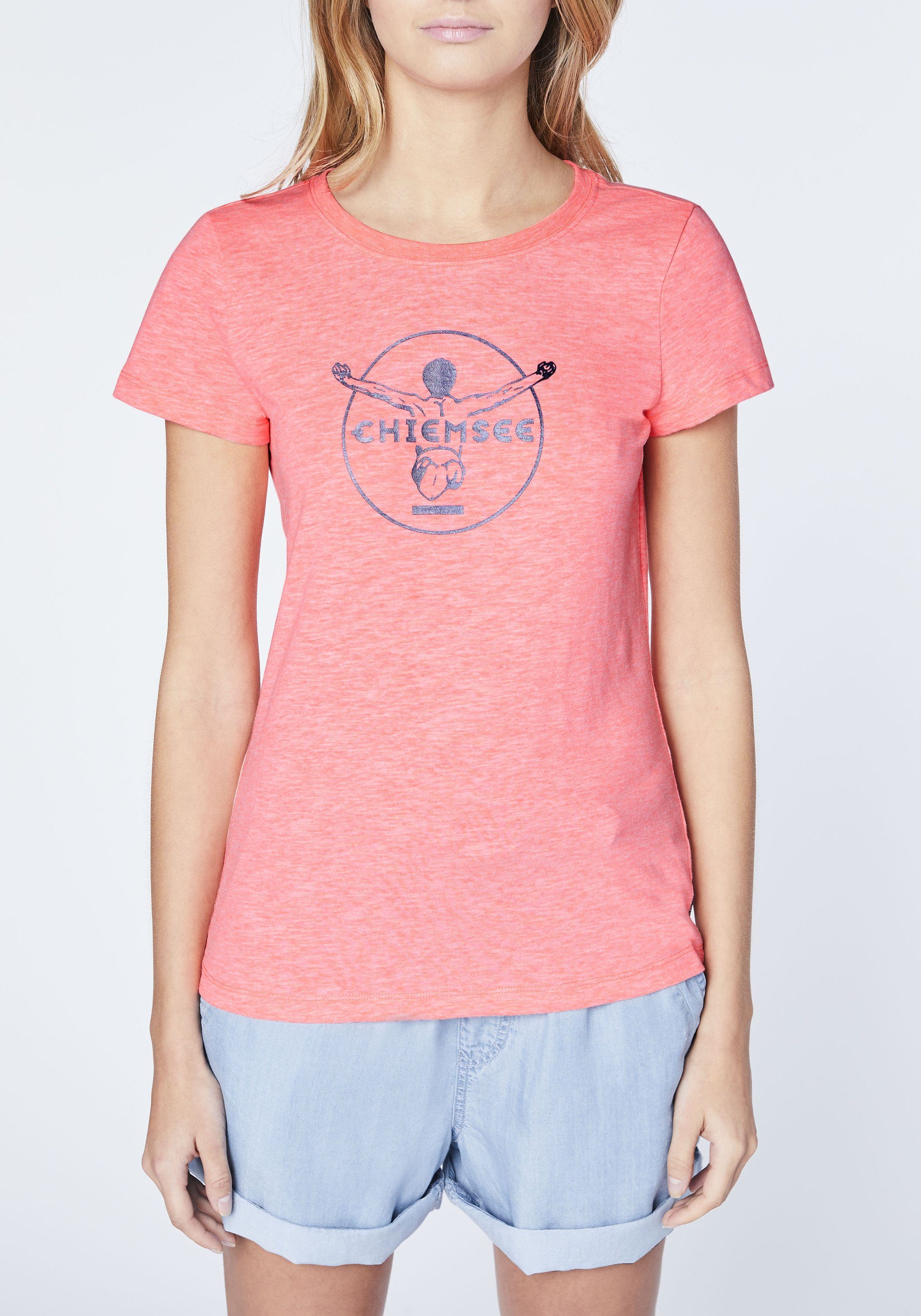 Chiemsee Print-Shirt T-Shirt mit Jumper-Frontprint 1 Pink Neon
