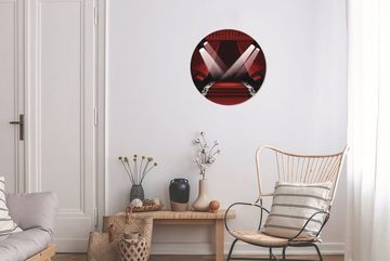 MuchoWow Gemälde Eine Illustration von Scheinwerfern auf dem roten Teppich in Hollywood, (1 St), Kreis Wanddekoration Forex, Rundes Wandbild, Wohnzimmer, 30x30 cm