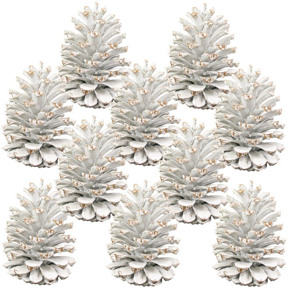 matches21 HOME & HOBBY Bastelnaturmaterial Große Tannen-Zapfen Streudeko weiß frosted 10 Stk. in 10-14 cm, (10-tlg), Weihnachten Deko-Zapfen zum Basteln und Weihnachtsbaum-Schmuck