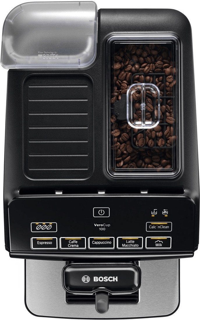 Kaffeevollautomat Touch, Ke­ra­mik­mahl­werk One schwarz VeroCup Milchaufschäumer, BOSCH 100