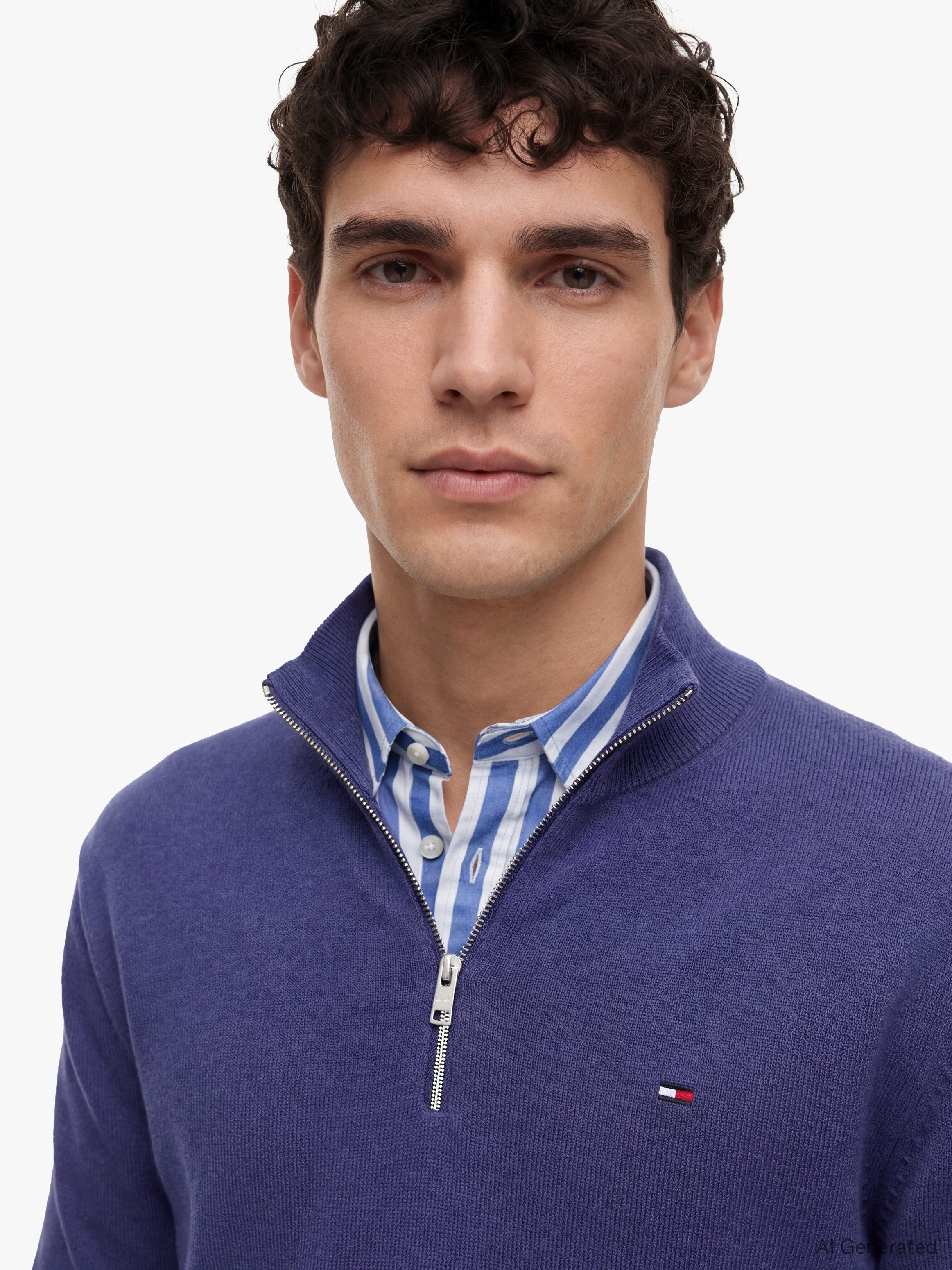 Tommy Jeans Strickpullover TJM SLM ESS LIGHT ¼ ZIP SWTR EXT Mit Rundhalsausschnitt