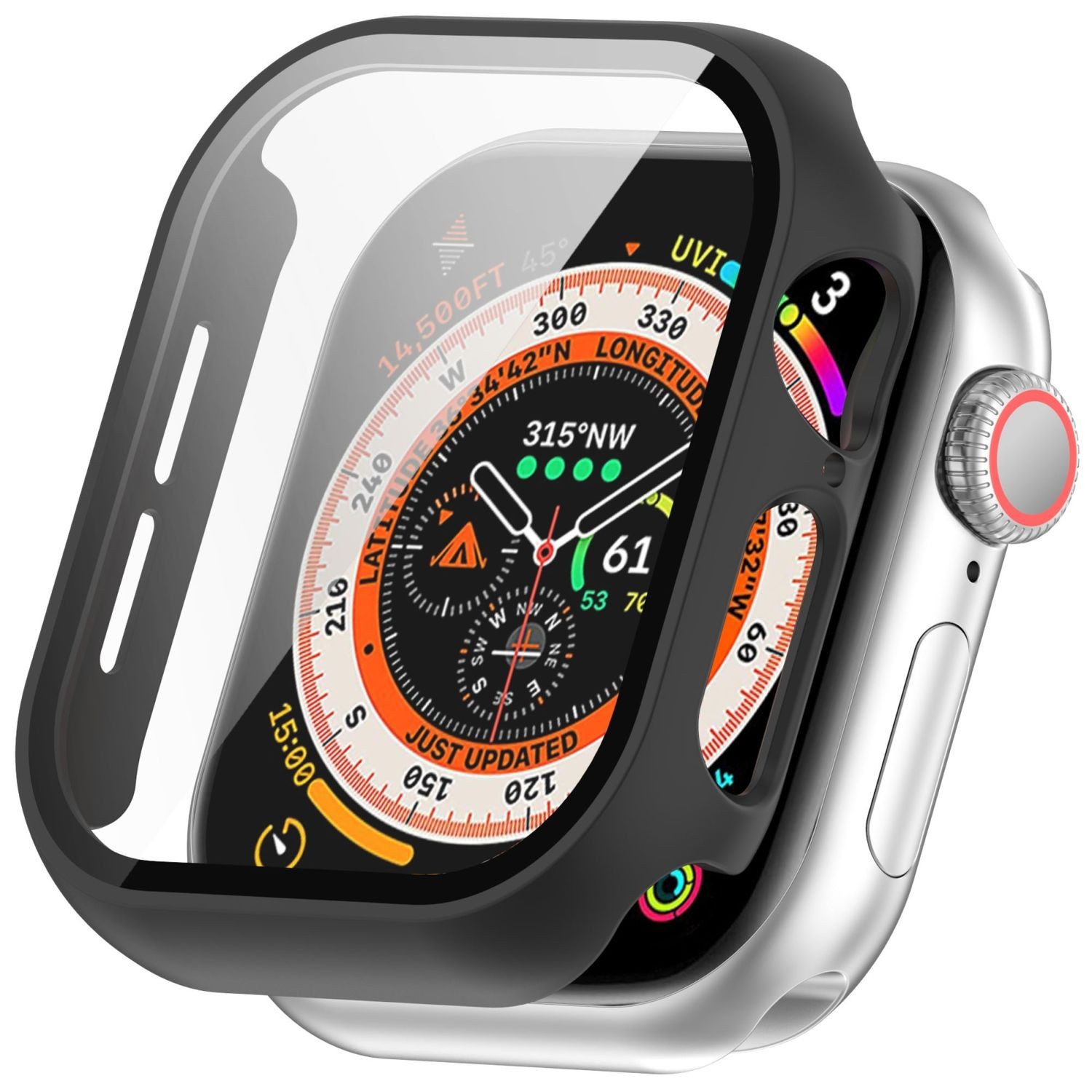 Wigento Smartwatch-Hülle Für Apple Watch Series 11 / 10 46mm Kunststoff Hülle + H9 Glas Schwarz, Schutzhülle aus PC + Panzerglas für Rundumschutz