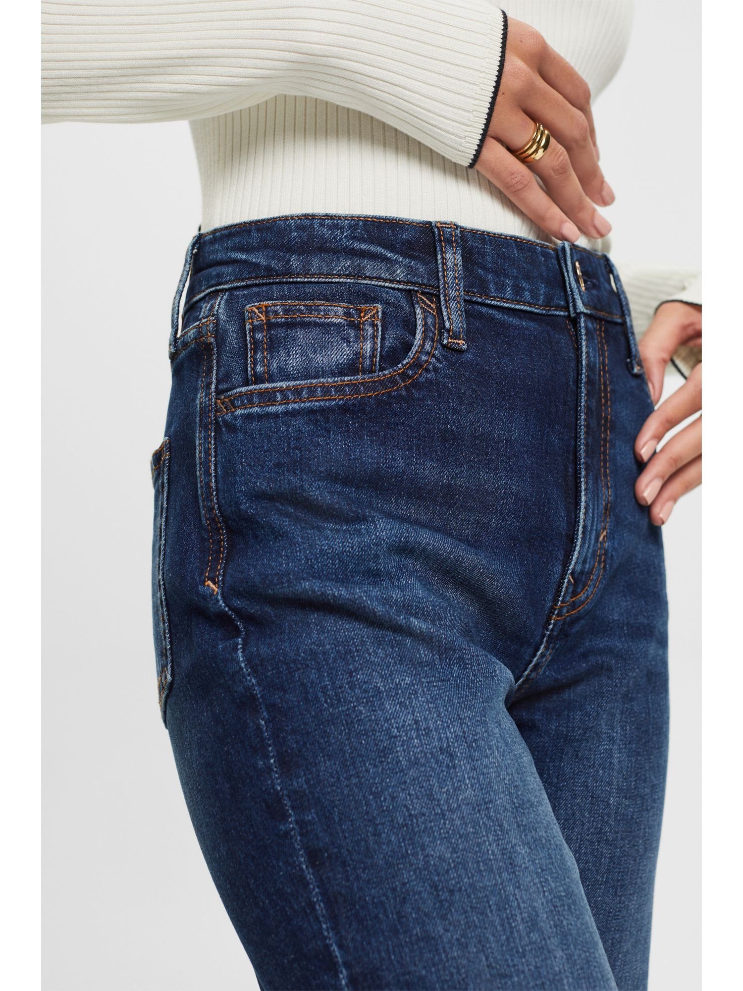 mit und hohem Retro-Jeans gerader Esprit Straight-Jeans Bund Passform