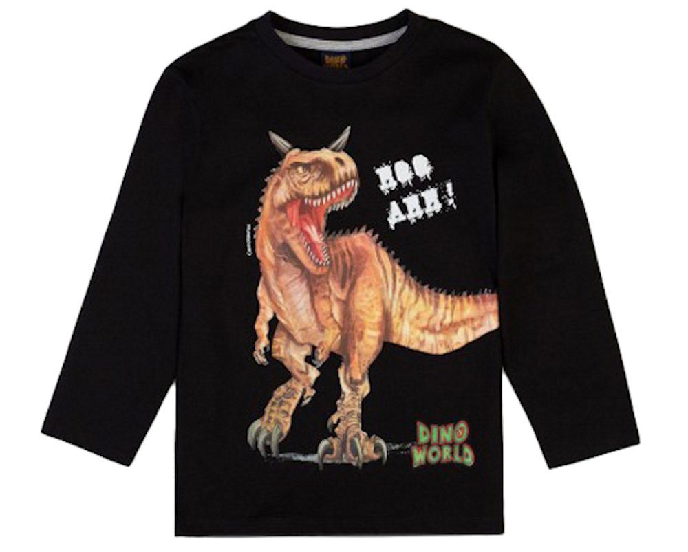 Dino World Pyjama Dino World Dinosaurier Carnotaurus Pyjama Schlafanzug lang jet black (2 tlg)