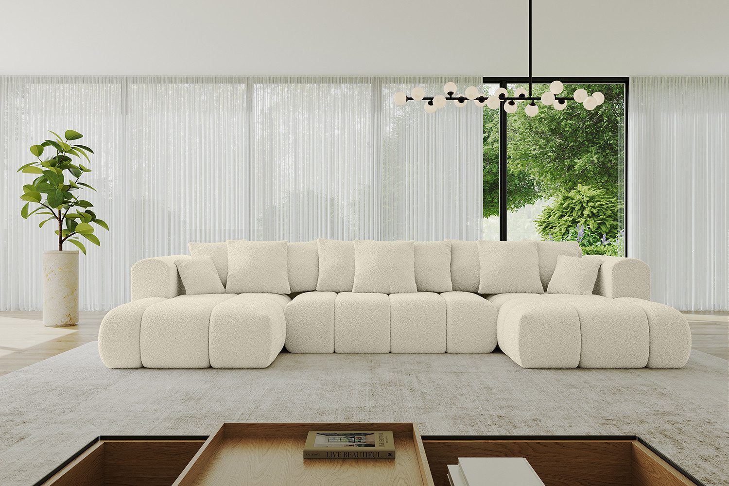ALTDECOR Wohnlandschaft CLOUD-U-v1, Couch mit Schlaffunktion, Wohnzimmer - Ecksofa, Corner Sofa Bett Eckcouch Couch U-Form Schlafcouch Ausziehbar