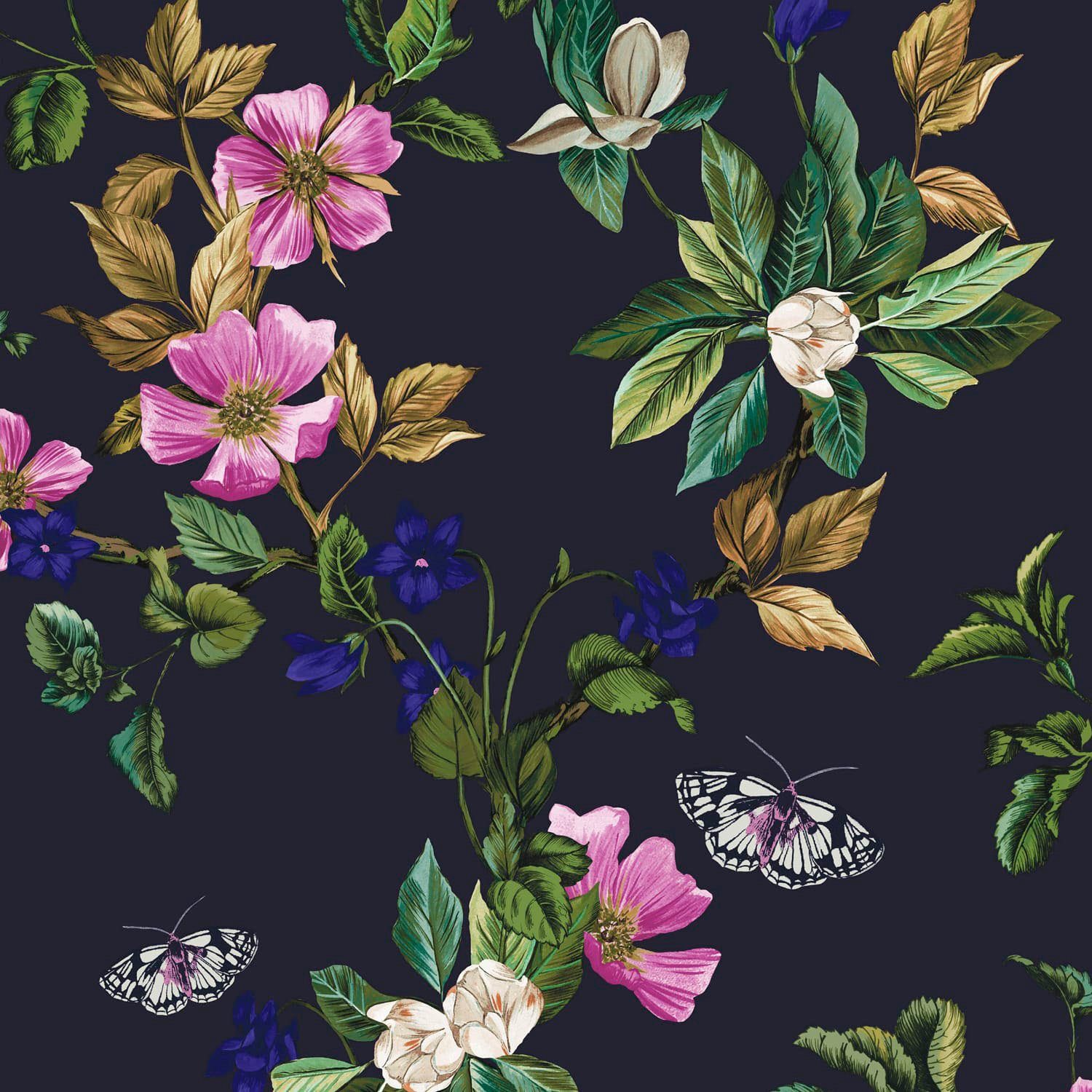 glatt, Joules (1 floral, Vliestapete Navy, Woodland floral French Wakerly St), Floral