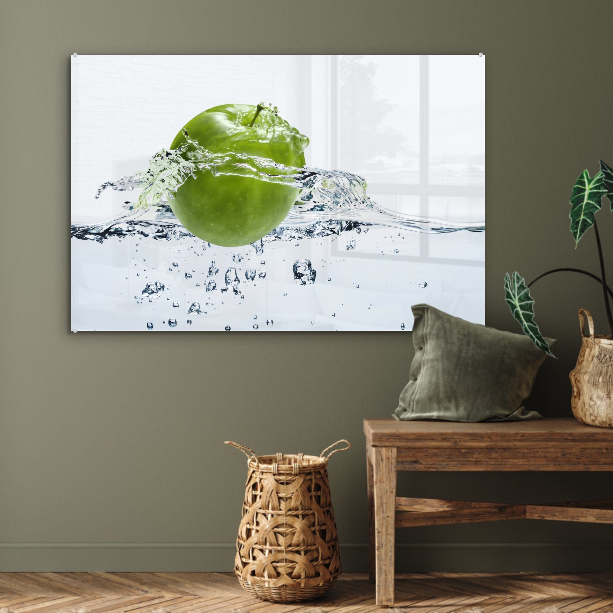 Acrylglasbilder Wohnzimmer - Schlafzimmer Klar, Apfel (1 Wasser - St), MuchoWow Acrylglasbild &