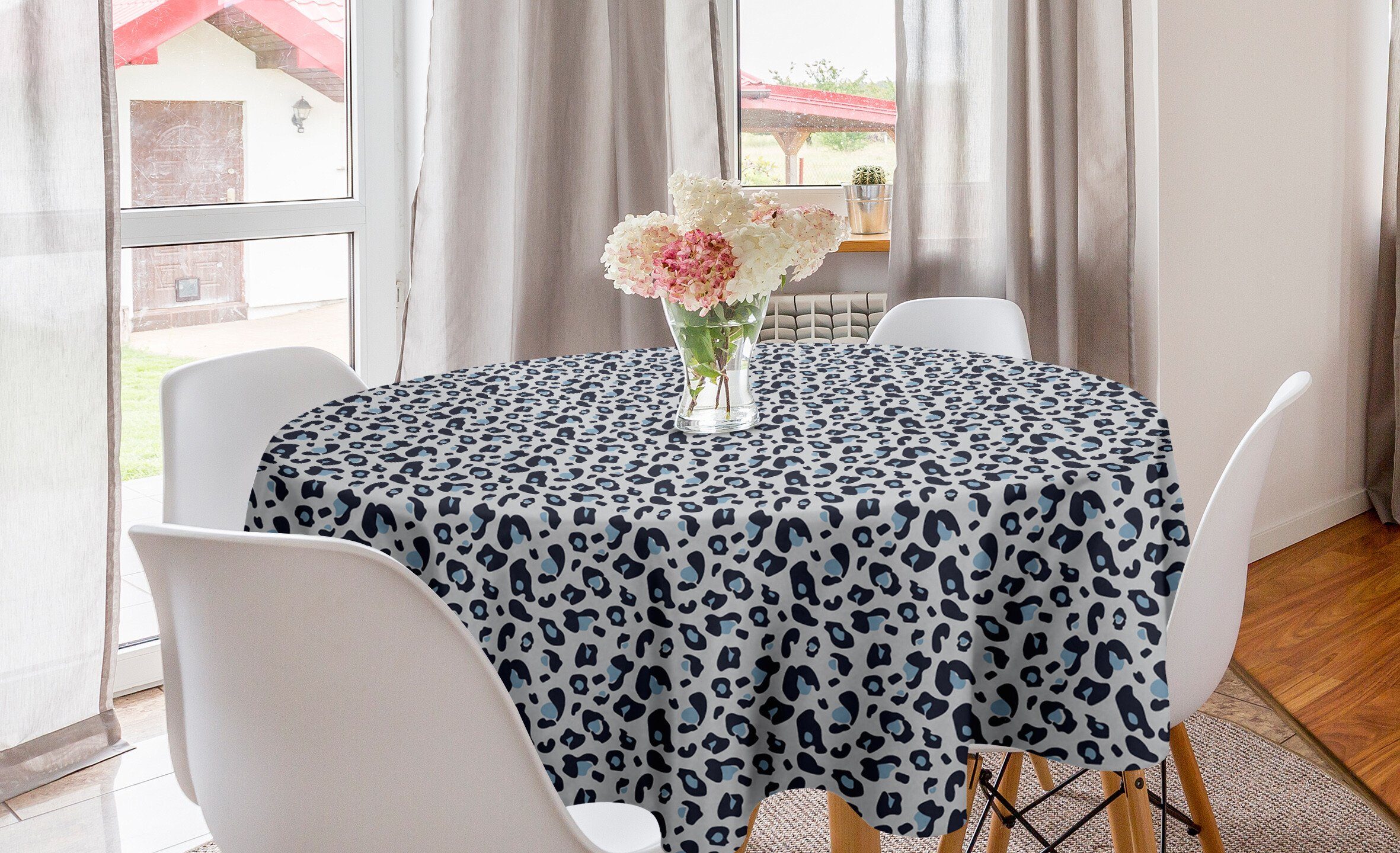 Tischdecke Kreis Abdeckung für Dekoration, Esszimmer Küche Modernisierte Leopard-Druck Tischdecke Haut-Kunst Abakuhaus