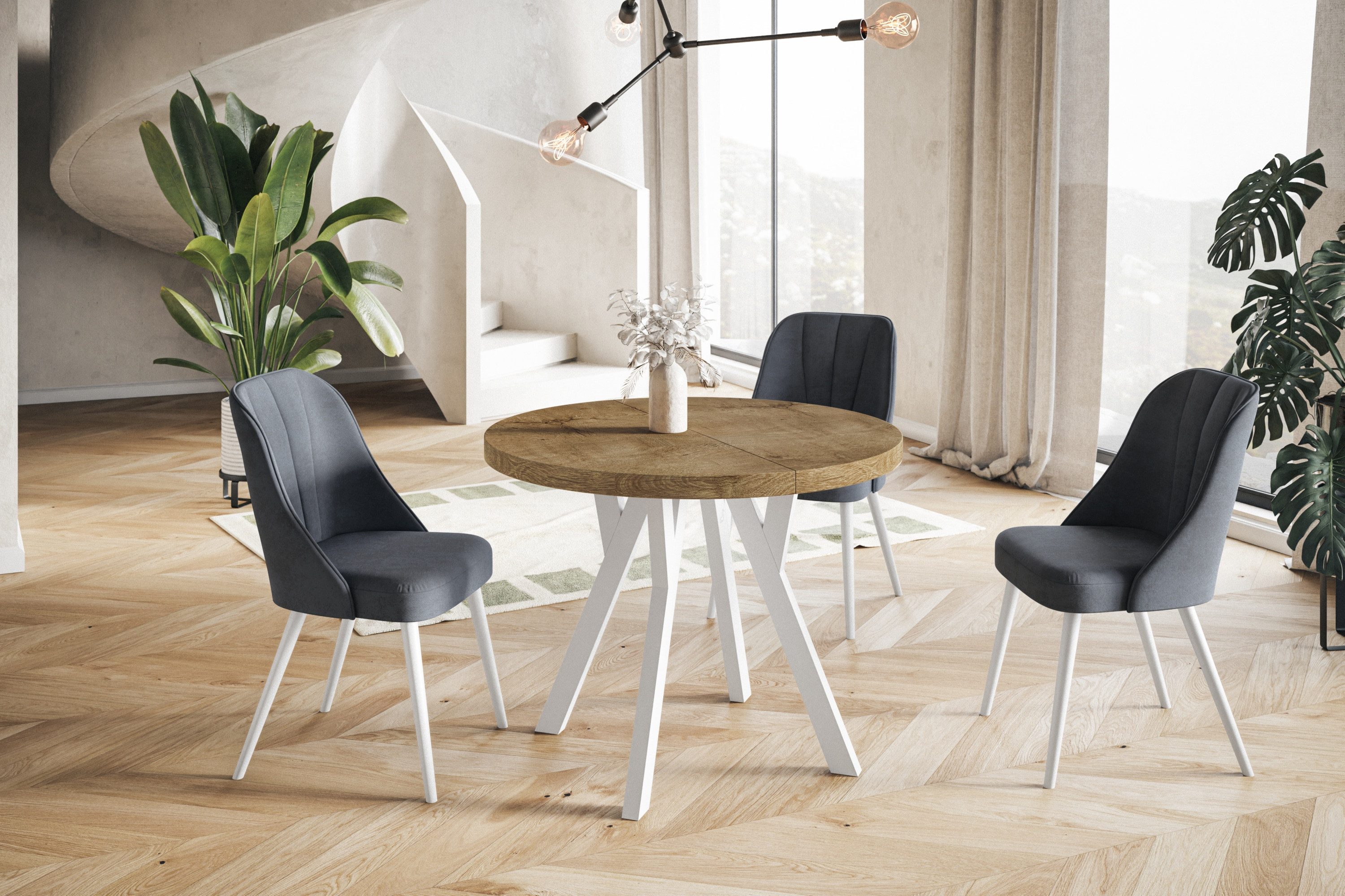 Alpi-Möbel Esstisch Wohnzimmertisch - Ausziehbarer runder Tisch 80-120 cm - günstig online kaufen