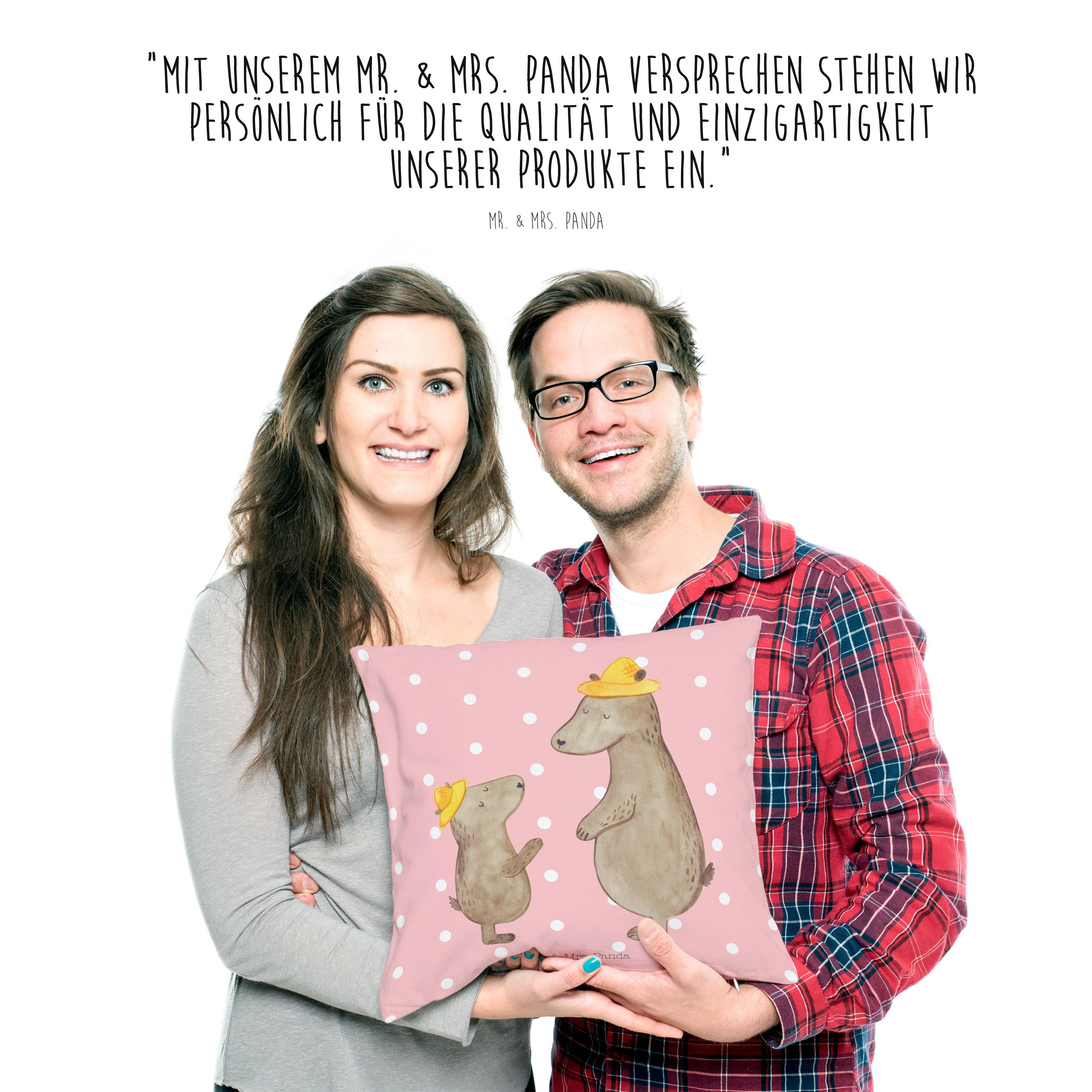 Mr. & Mrs. Hut mit Pastell Rot Panda - - Geschenk, Bären Vatertag Dekokissen Familie, Sofakissen