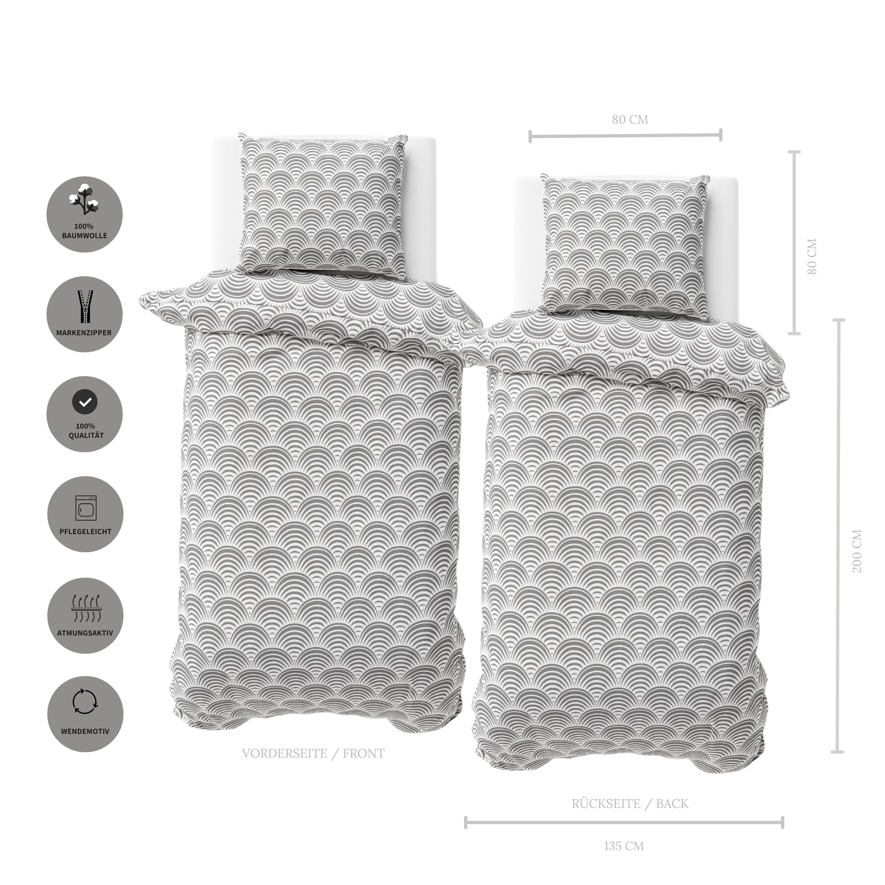 MTOnlinehandel Bettwäsche Himmlisch und Elegant Biber/ Flanell in 135x200 + 80x80 cm, 100% Baumwolle, 2 teilig, Weihnachten, Wintermotiv