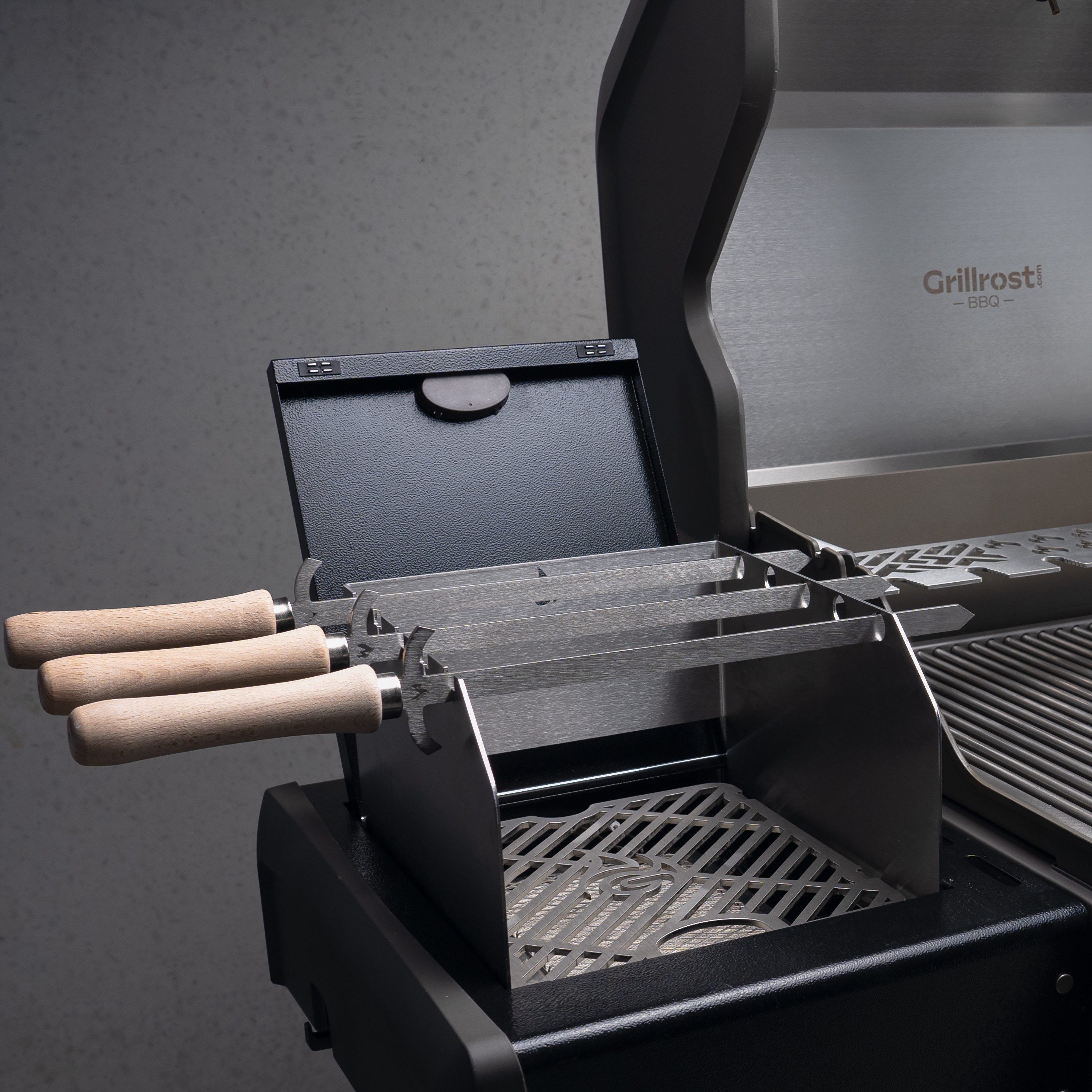 Grillrost.com BBQ Grillrost BBQ Set 3x Grillspieße, Made in Germany