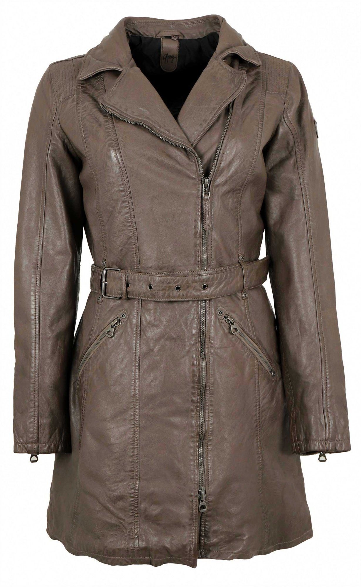 Damen Echtes Schafsfell Leder Mantel Modisch Braune Jacke LTWC023 