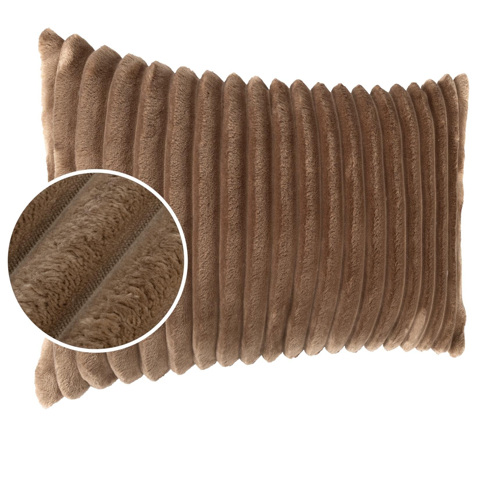 Kisska Dekokissen LILLI BIG CORD Velour Ambiente dekorieren, Kissenüberzug ohne Füllung BIG-Cord UNI 50x30cm Einfarbig Beige