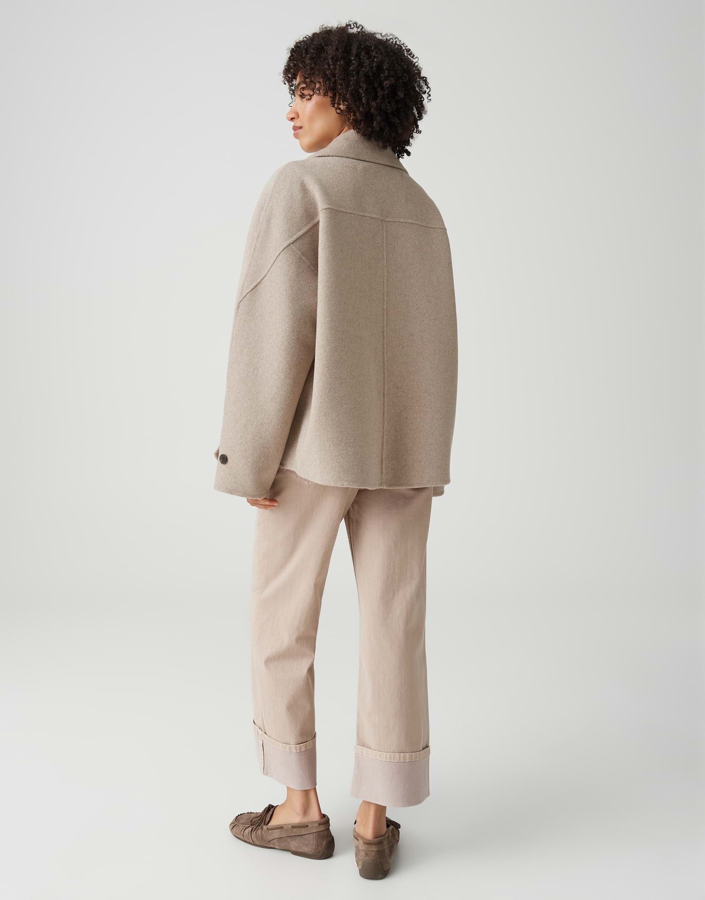 OPUS Wolljacke aus doppellagige Wollqualität Loose Fit Riegel an der Manschette