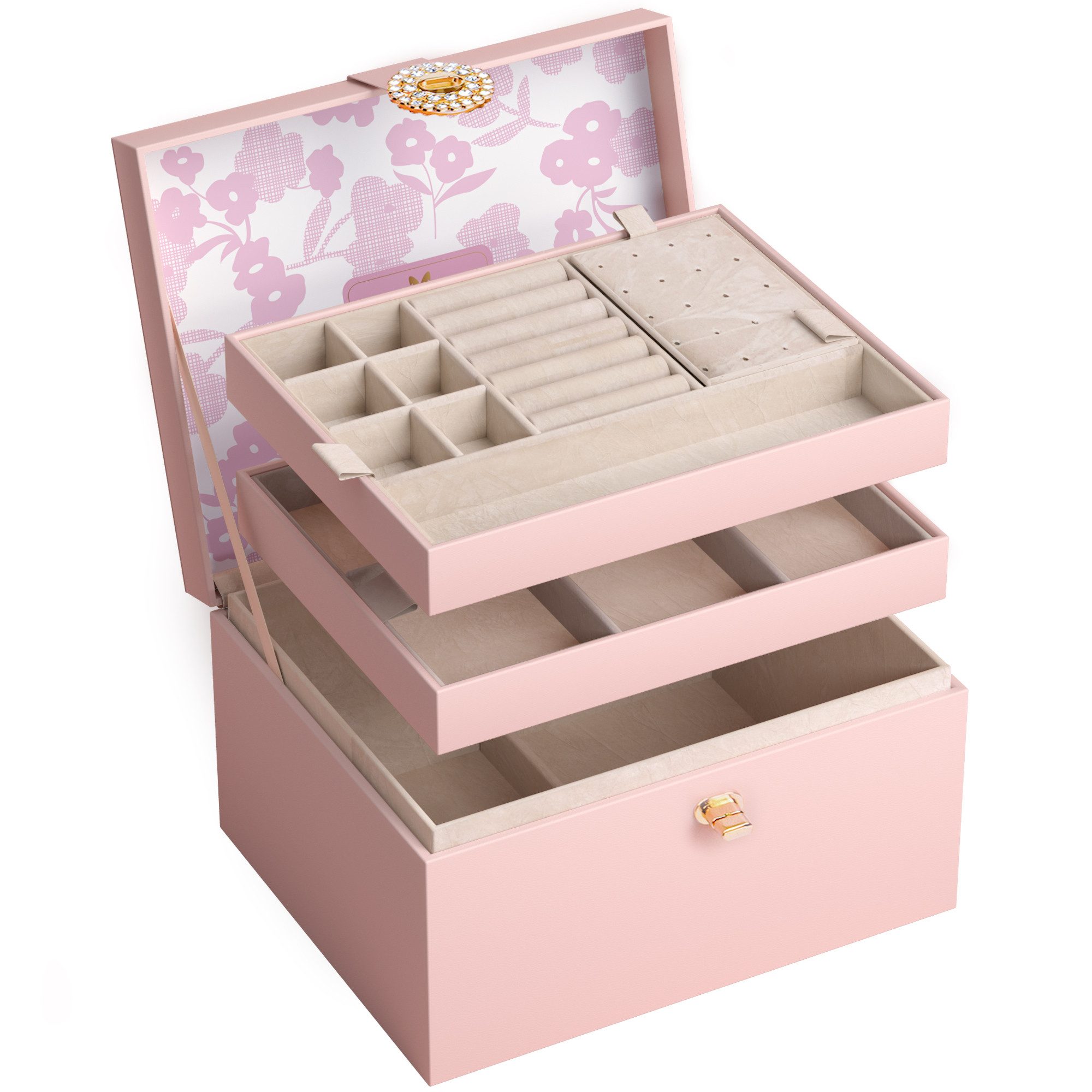 AdelDream(BTWX8GZZ) Schmuckkasten Hochwertige Knopf Schmuckaufbewahrungsbox