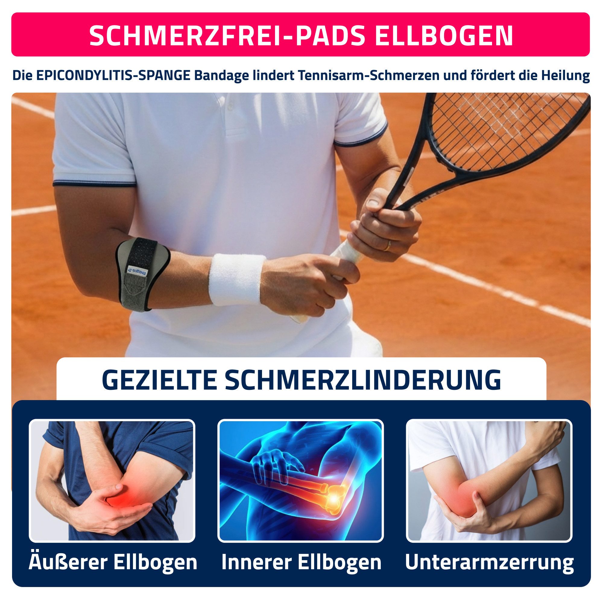 Seeger Gesundheitshaus Ellenbogenbandage Seeger Medizinische Epicondylitis-Spange Silber
