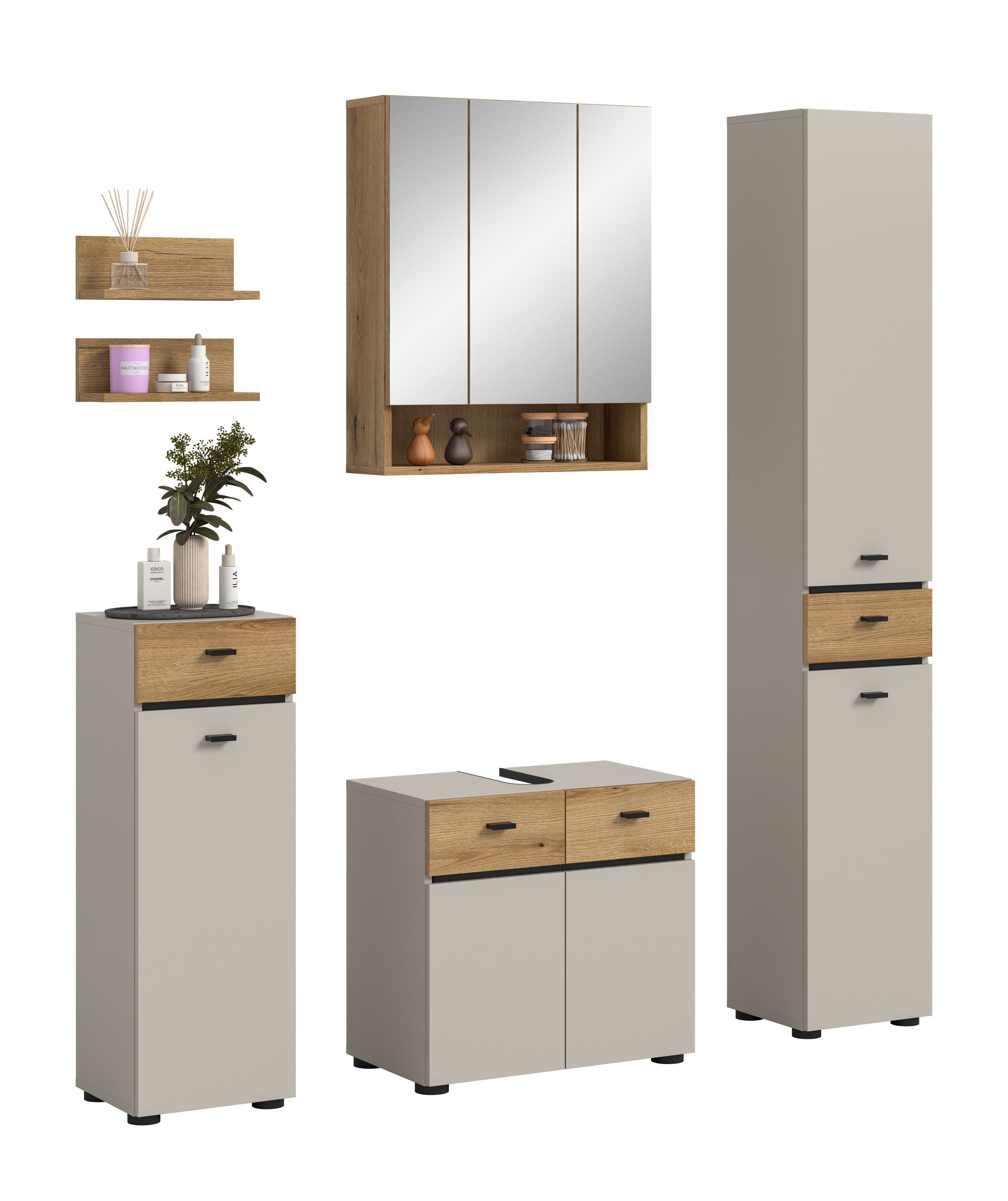 xonox.home Badmöbel-Set Aqua, in Kaschmir Melamin B/H/T: 154x191x35 cm