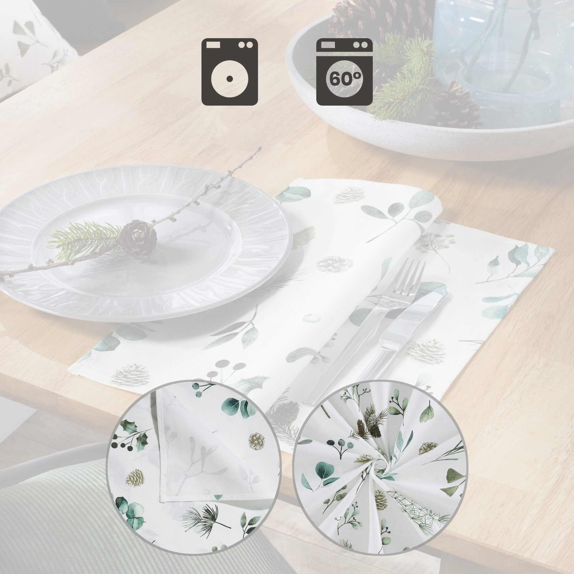 REDBEST Stoffserviette Serviette 6er-Pack, Baumwolle Blatt