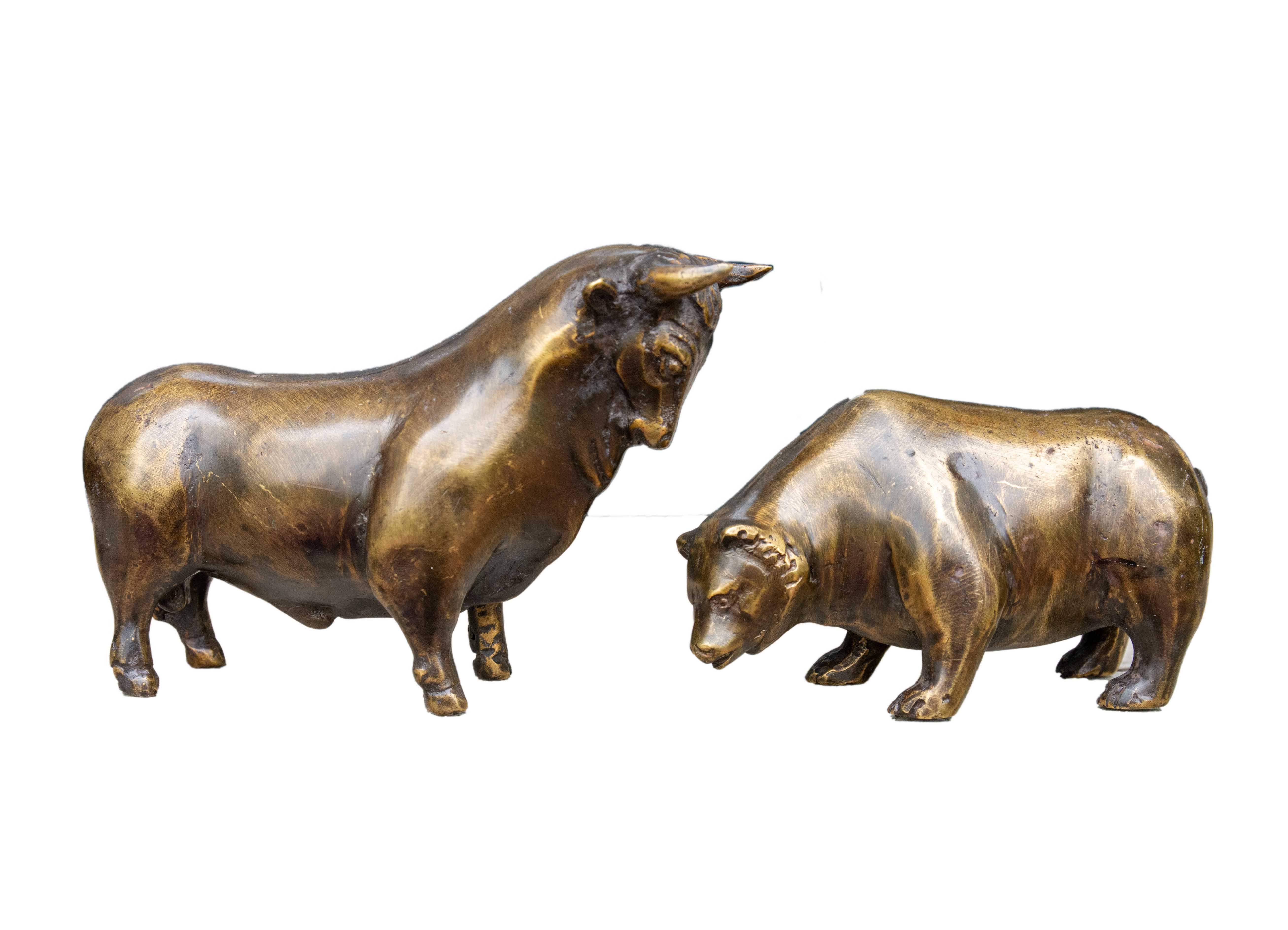 IDYL Dekofigur IDYL Bronze-Skulptur Börsensymbol Bulle & Bär, Bronze sehr robust witterungsbeständig gegen Frost und UV-Strahlung