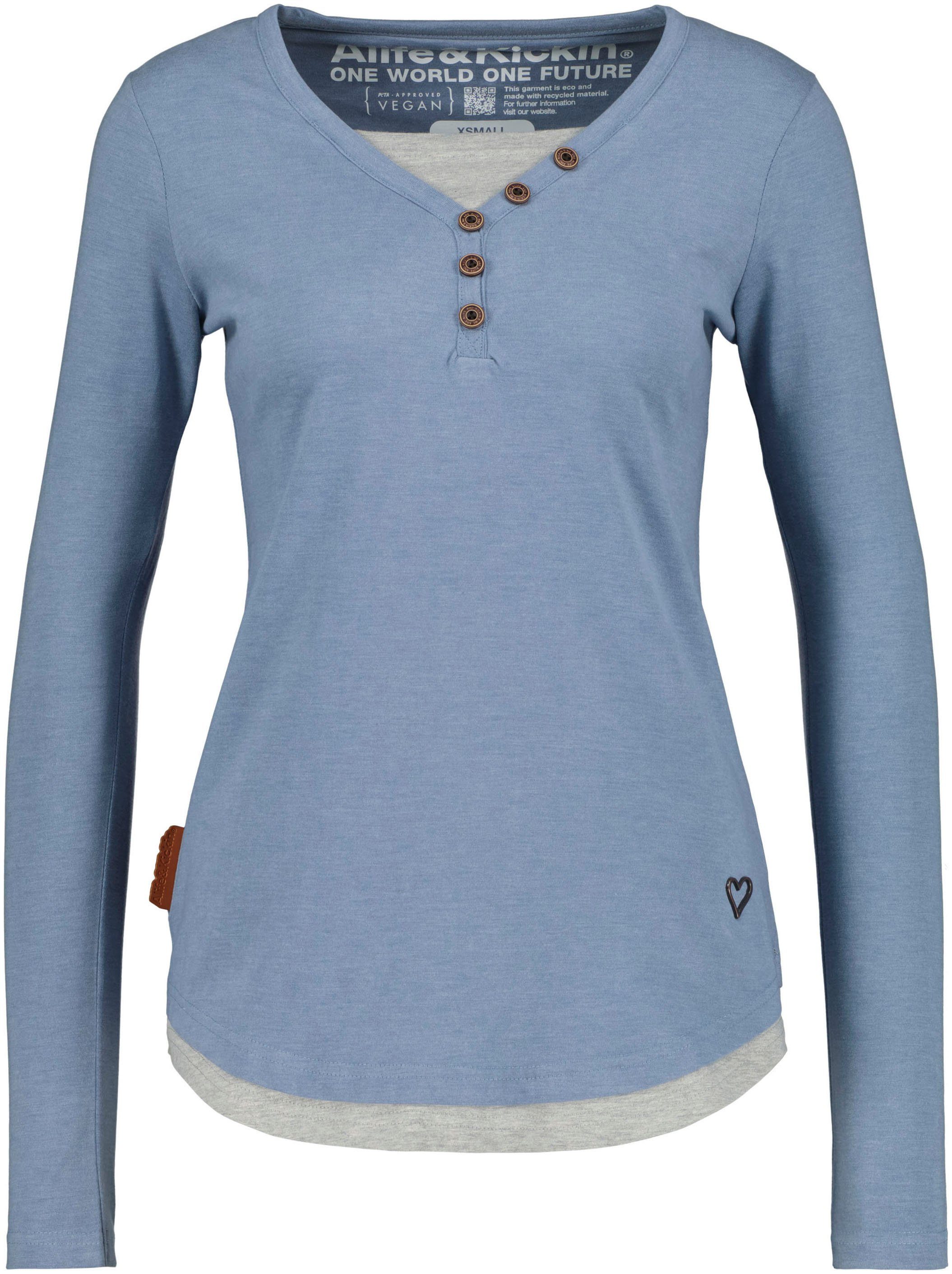 Alife & Kickin blue A T-Shirt LelitaAK Longsleeve feminines im 2-in-1-Look