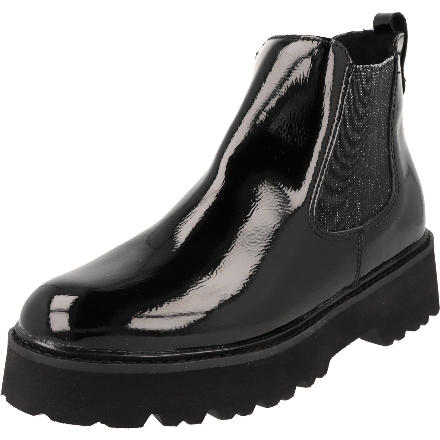 Jane Klain 254-498 Damen Schuhe Plateau Boots Stiefel Black Lack Chelseaboots