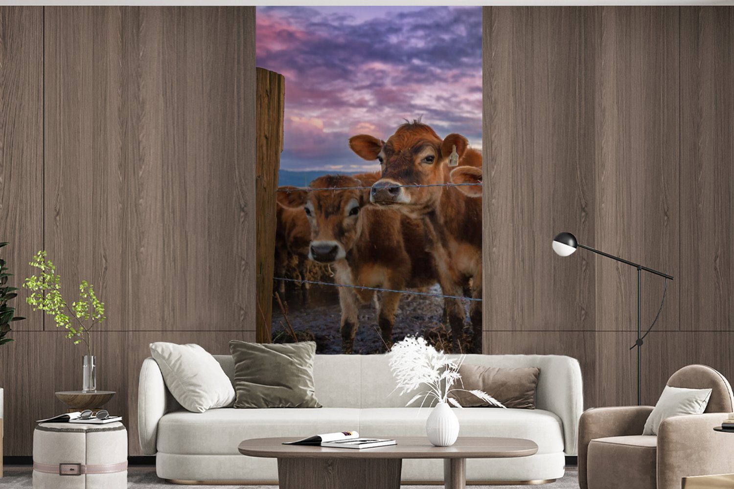 Wohnzimmer Küche, Kühe, Matt, - Vliestapete Schlafzimmer - MuchoWow bedruckt, für Fototapete Fototapete St), (2 Kuh Tiere