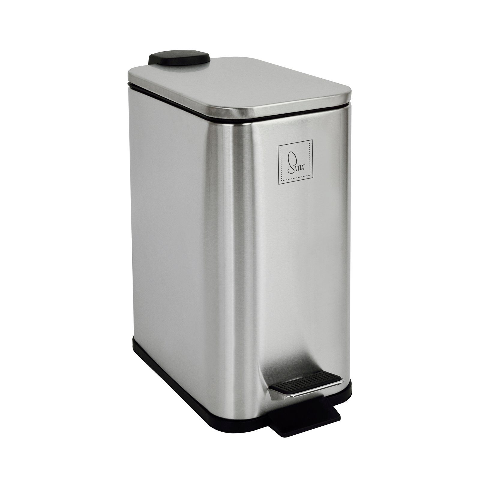 SVITA Мусорные урны ST5, Мусорные ведра с педалью, Softclose-Funktion, 5L, Edelstahl, Silber
