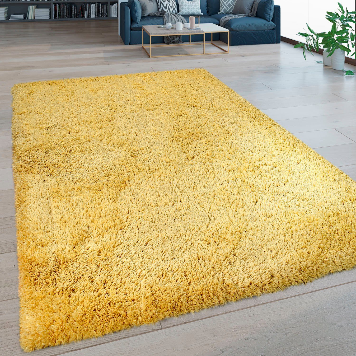 Flokati mm, Hochflor-Teppich Höhe: & Bamba weich Paco gelb rechteckig, 45 Home, Optik, 410, flauschig, waschbar