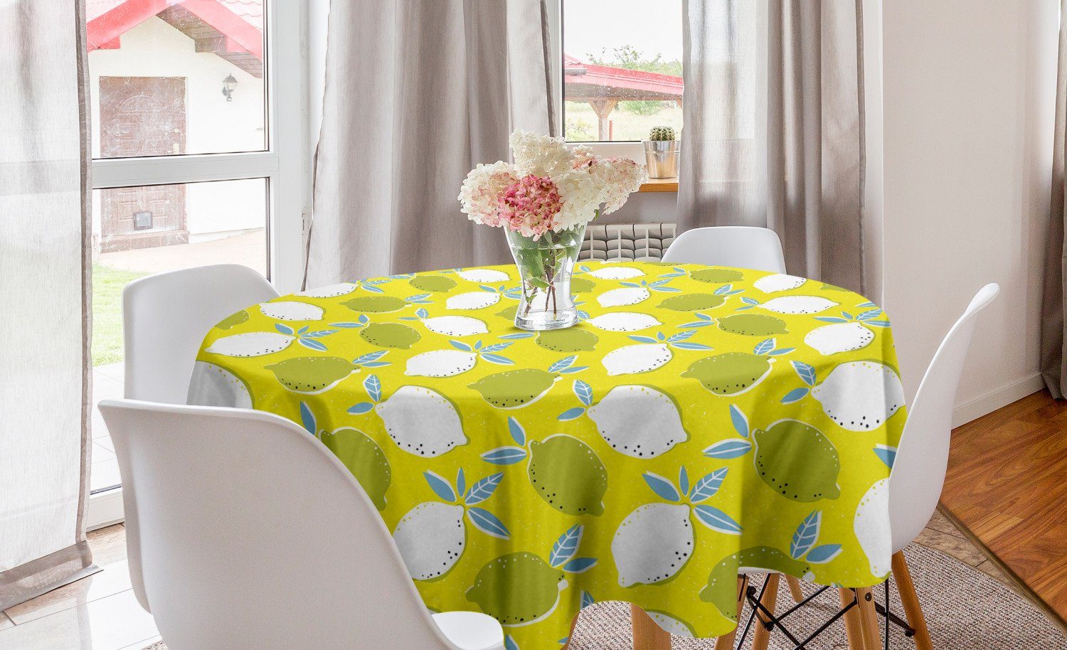 Abakuhaus Tischdecke Kreis Tischdecke Abdeckung für Esszimmer Küche Dekoration, Zitrone Hand gezeichnet Big Sour
