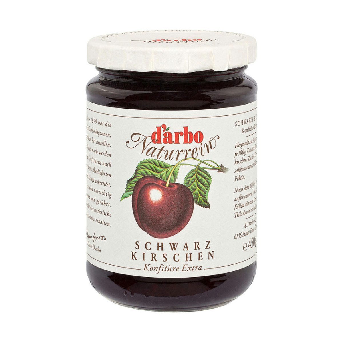 darbo Fruchtaufstrich, Darbo Schwarzkirschen Naturrein Konfitüre Extra Fruchtaufstrich 450g