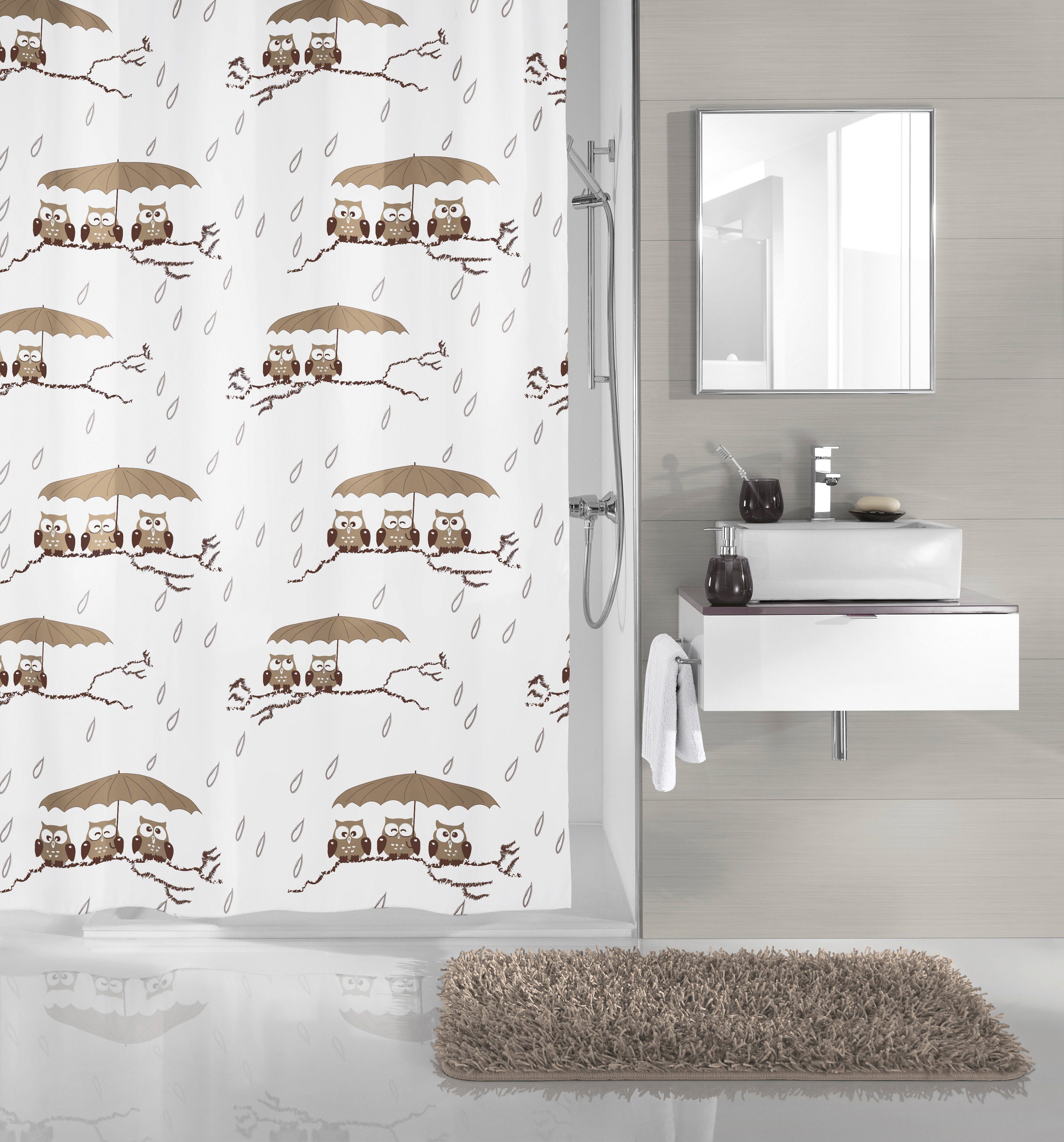 Kleine Wolke Duschvorhang Eulen Breite 180 cm (1-tlg), mit Besfestigungsringen
