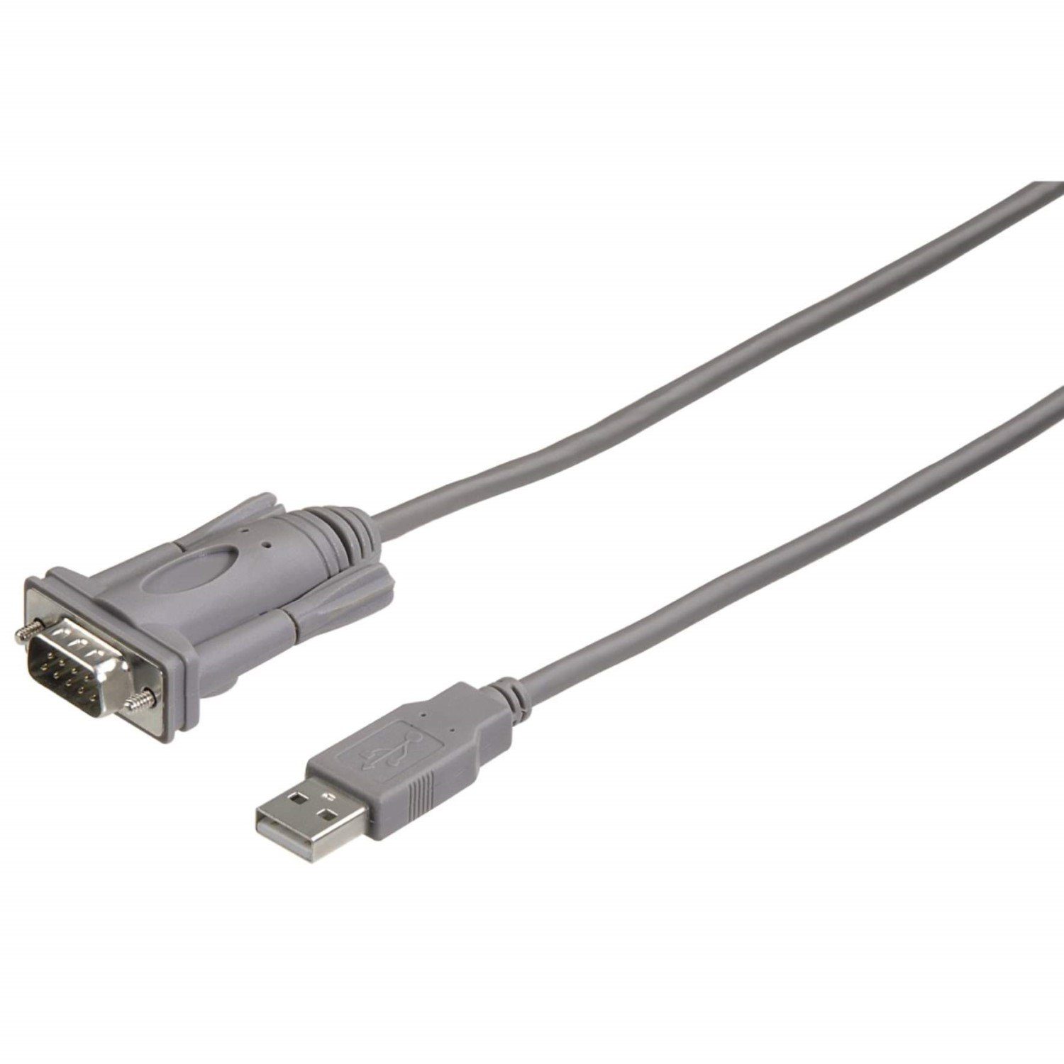 Hama USB auf Seriell 9-Pol Adapter-Kabel 2m Grau USB-Kabel, USB-A-Stecker, (1 cm), Konverter 2m RS323 RS-323 Com-Port DB9 9-Pin für PC Notebook etc.