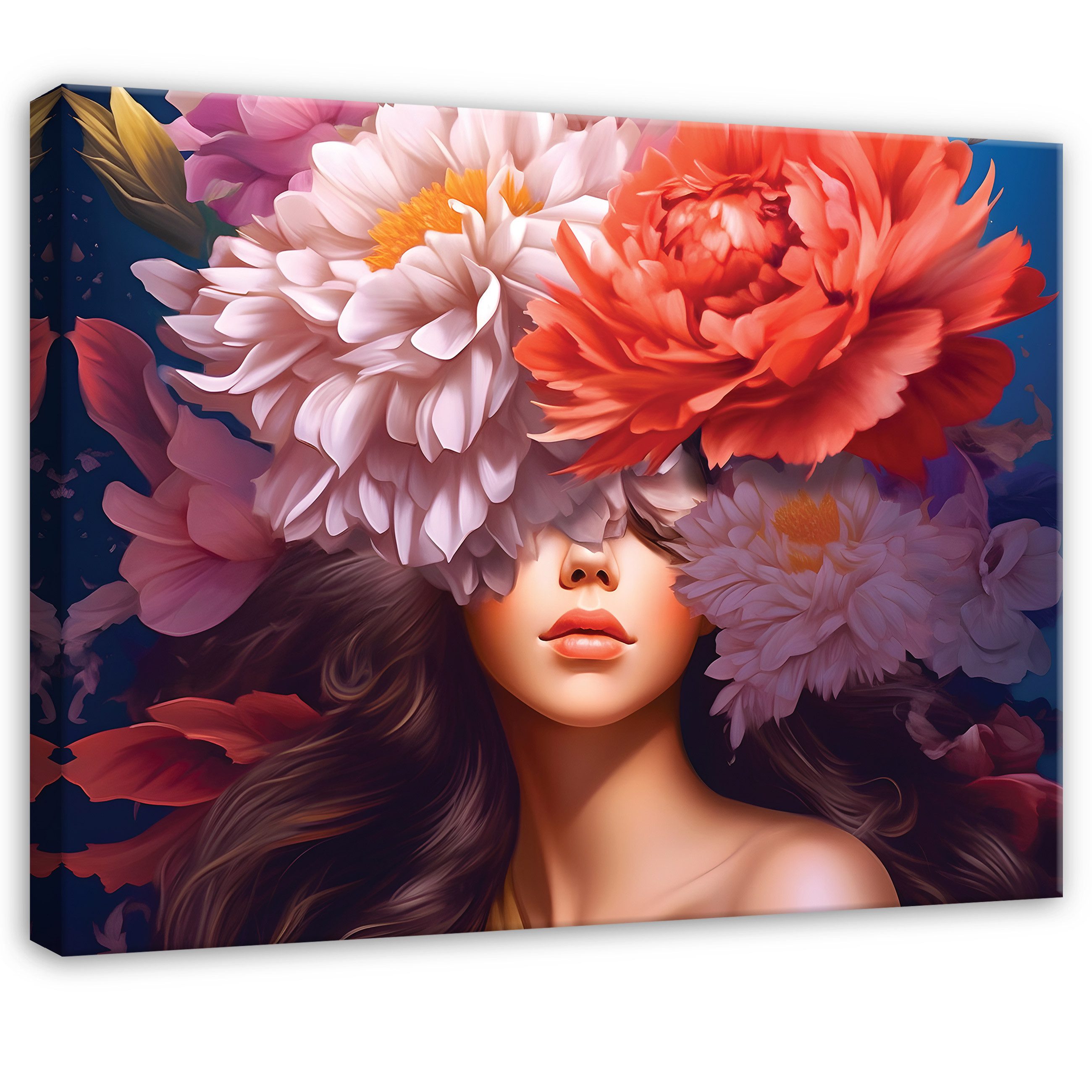 Wallarena Fototapete Frau Blumen - Rosa - Elegant - Vlies - Schlafzimmer, glatt, 60x40x2cm