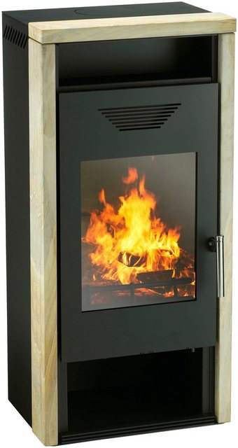 Wamsler Kaminofen Yara, Sandstein, 8 kW, Teefach, Holzfach, kompakte Form